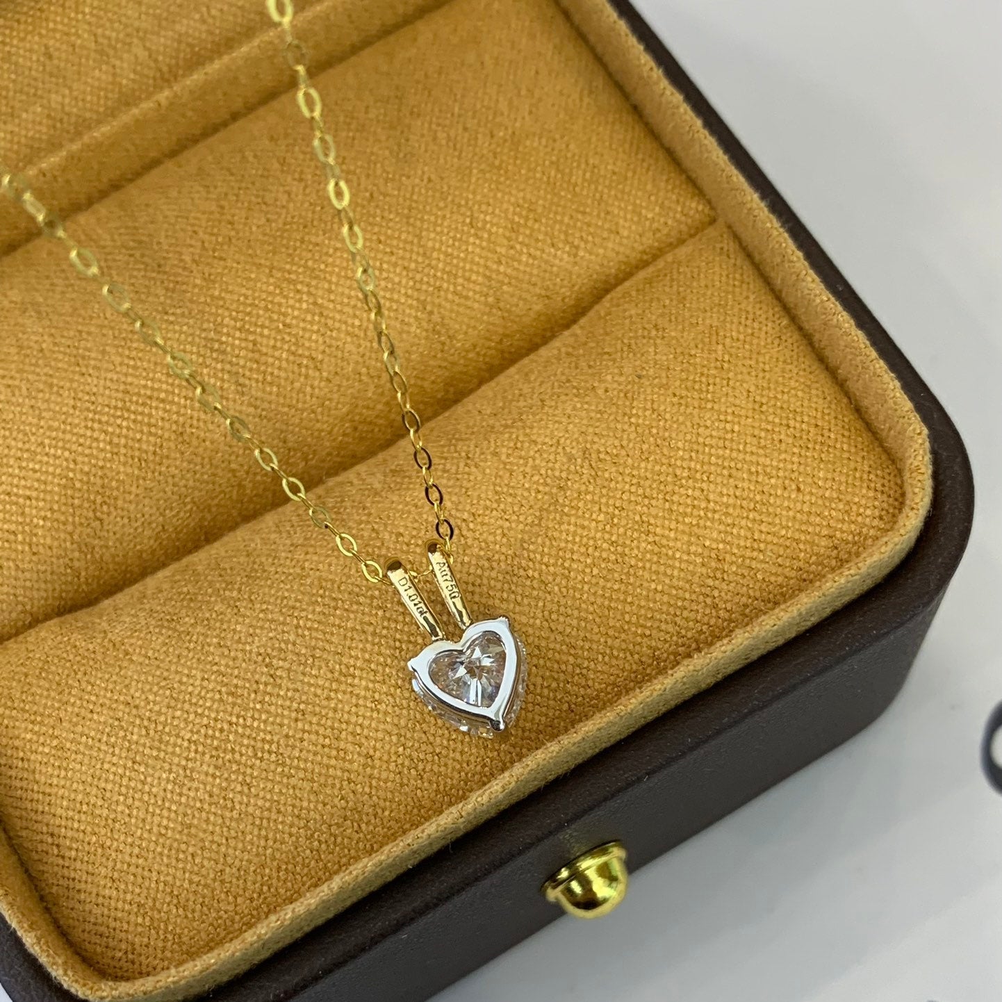 Heart 1.00ct Lab Grown Diamond Two Tone Solitaire Pendant Necklace, D-E-F Color, VVS-VS Clarity - IGI Certified Necklace