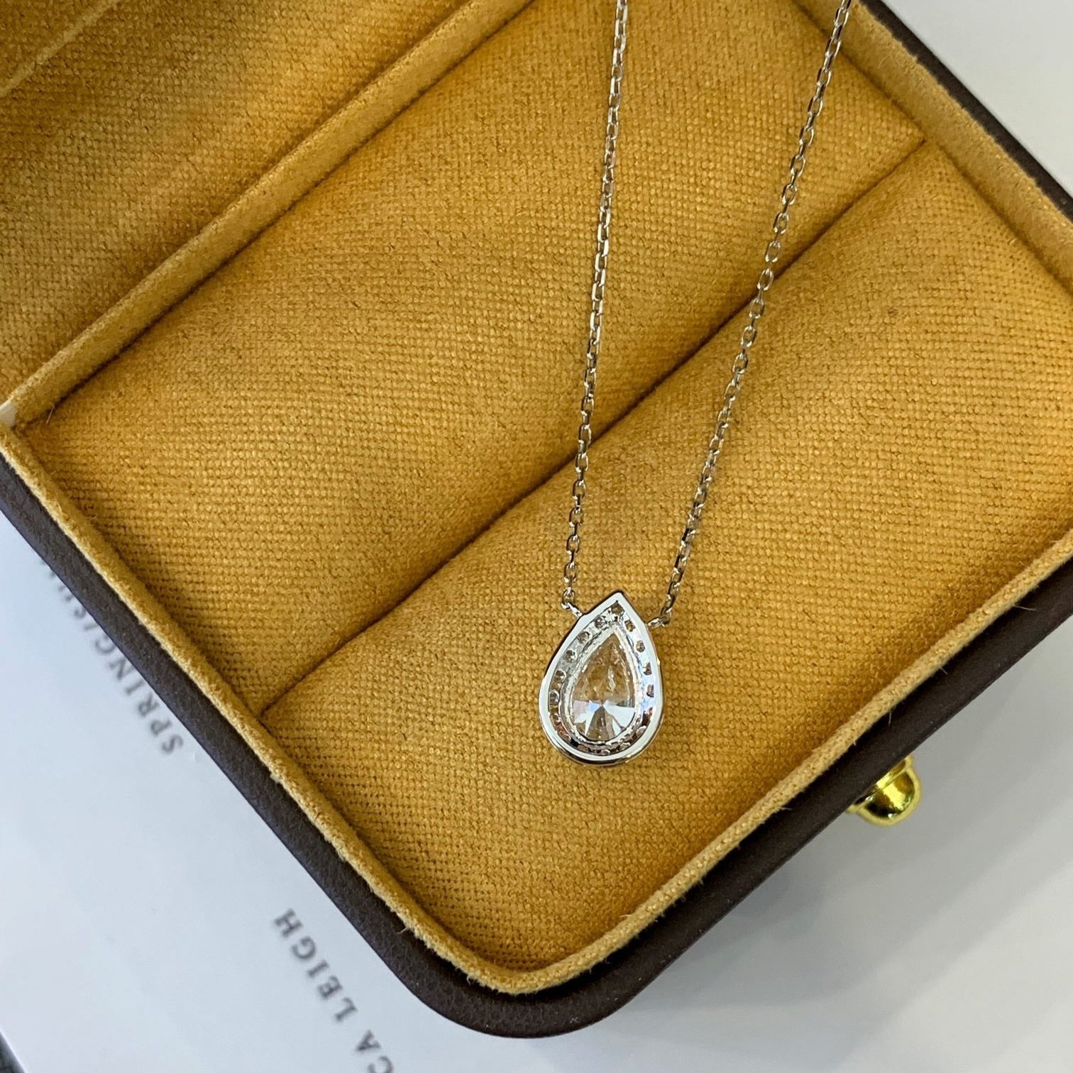 Pear 0.85tcw Lab Grown Diamond Halo Style Necklace, D-E-F Color, VVS-VS Clarity - IGI Certified Necklace