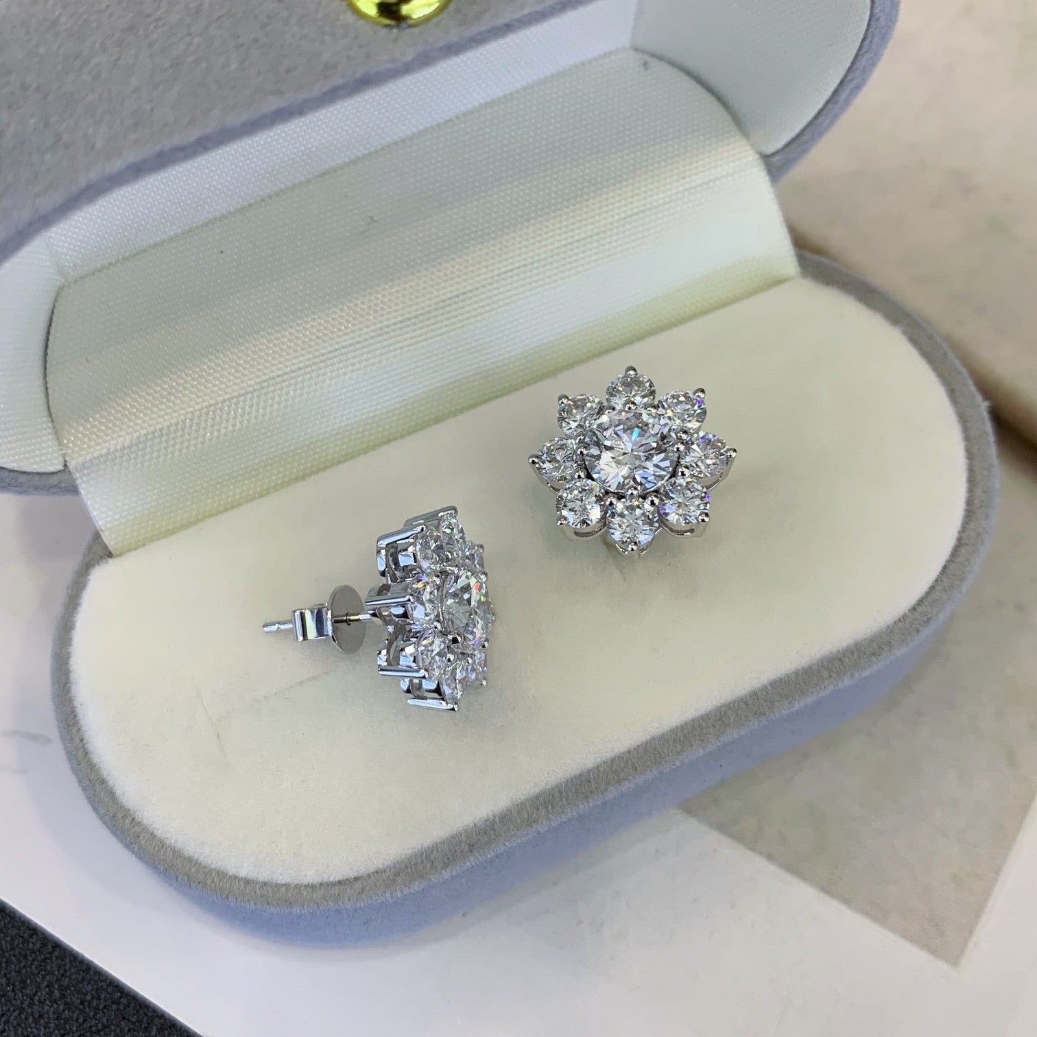 3.60tcw Lab Grown Diamond Round Stud Earring, EF Color, VS Clarity