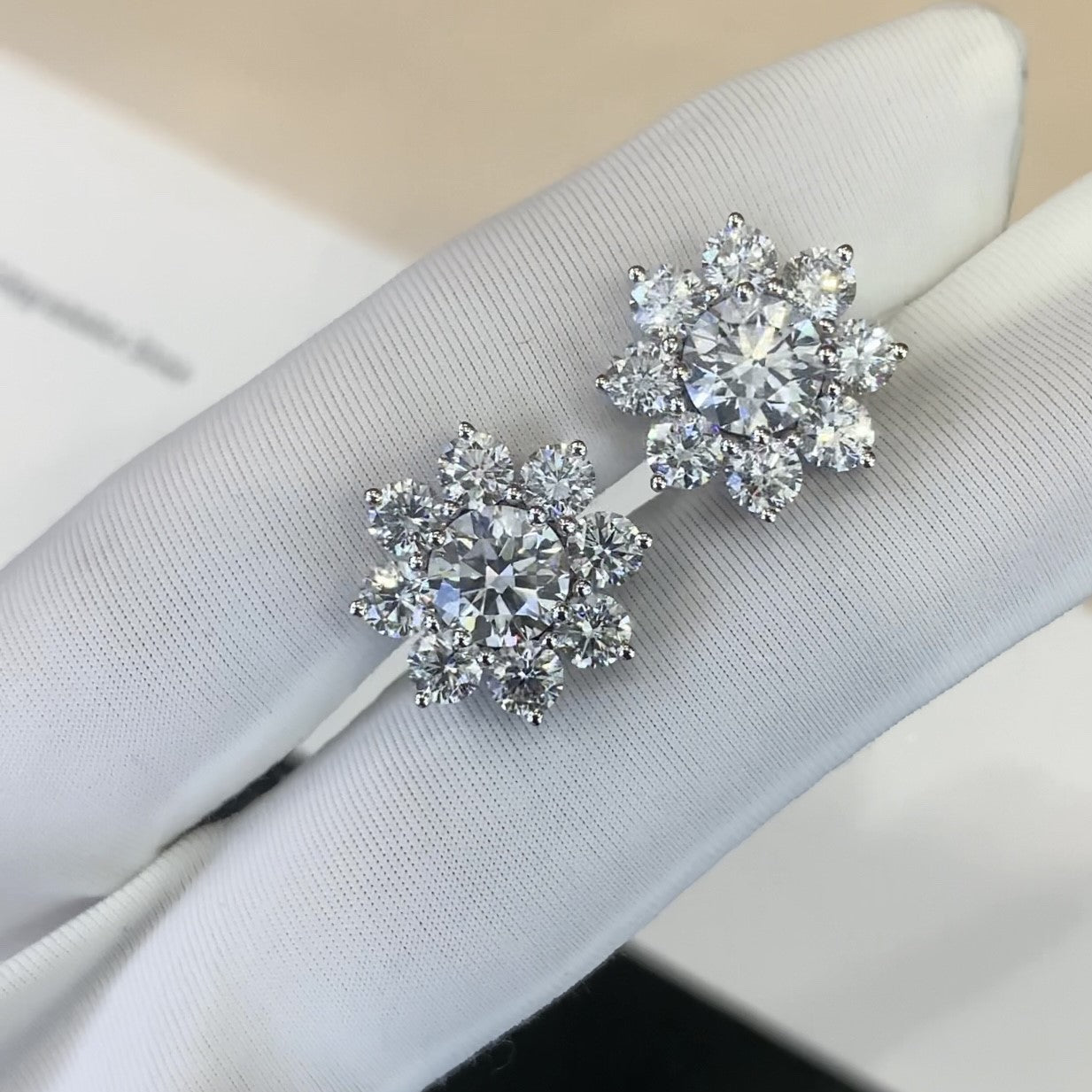 3.60tcw Lab Grown Diamond Round Stud Earring, EF Color, VS Clarity