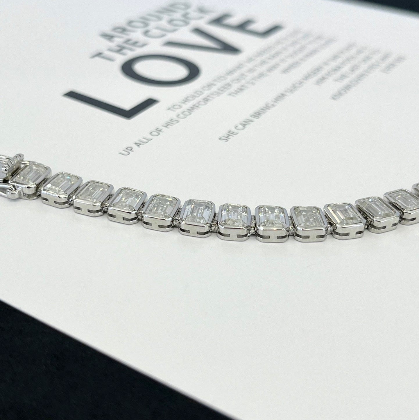 10.00tcw Emerald Lab Diamond Bezel Bracelet | D-E-F Color VVS–VS Clarity | IGI Certified | White Gold