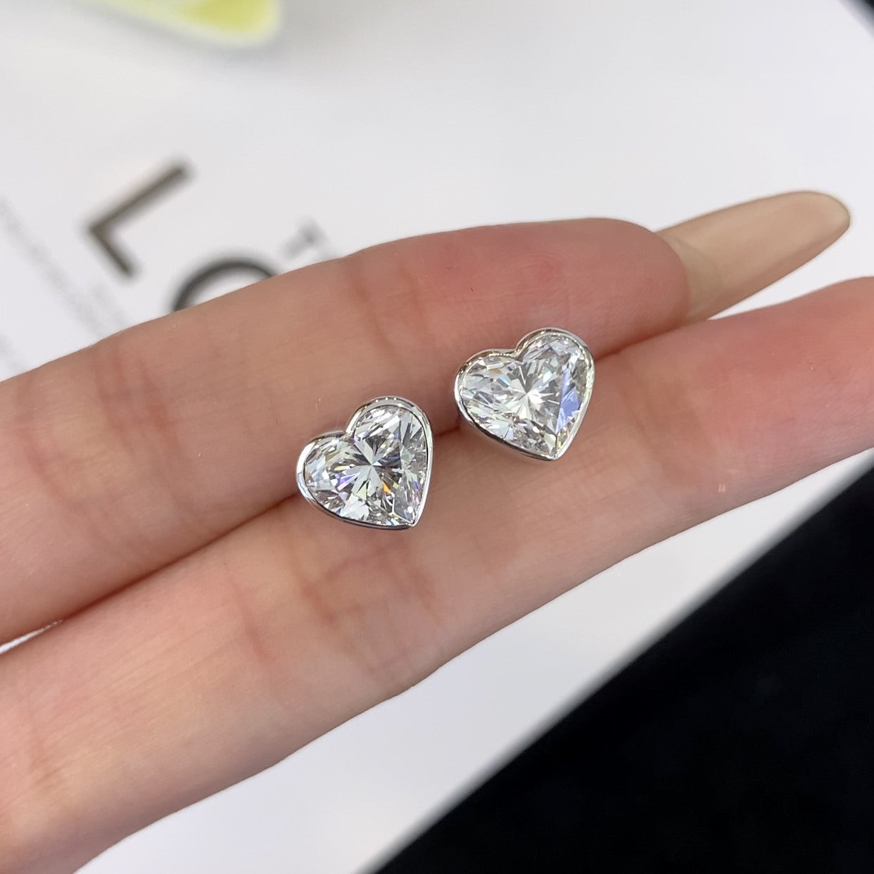 3.00tcw Lab Grown Diamond Heart Stud Earring, D-E-F Color, VVS-VS Clarity