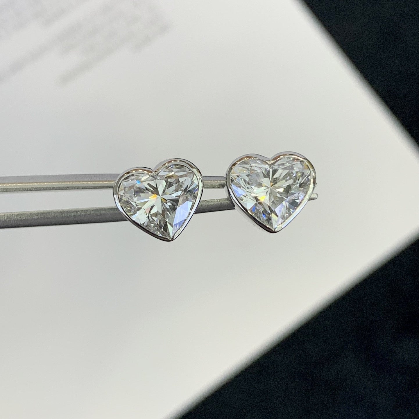 3.00tcw Lab Grown Diamond Heart Stud Earring, D-E-F Color, VVS-VS Clarity