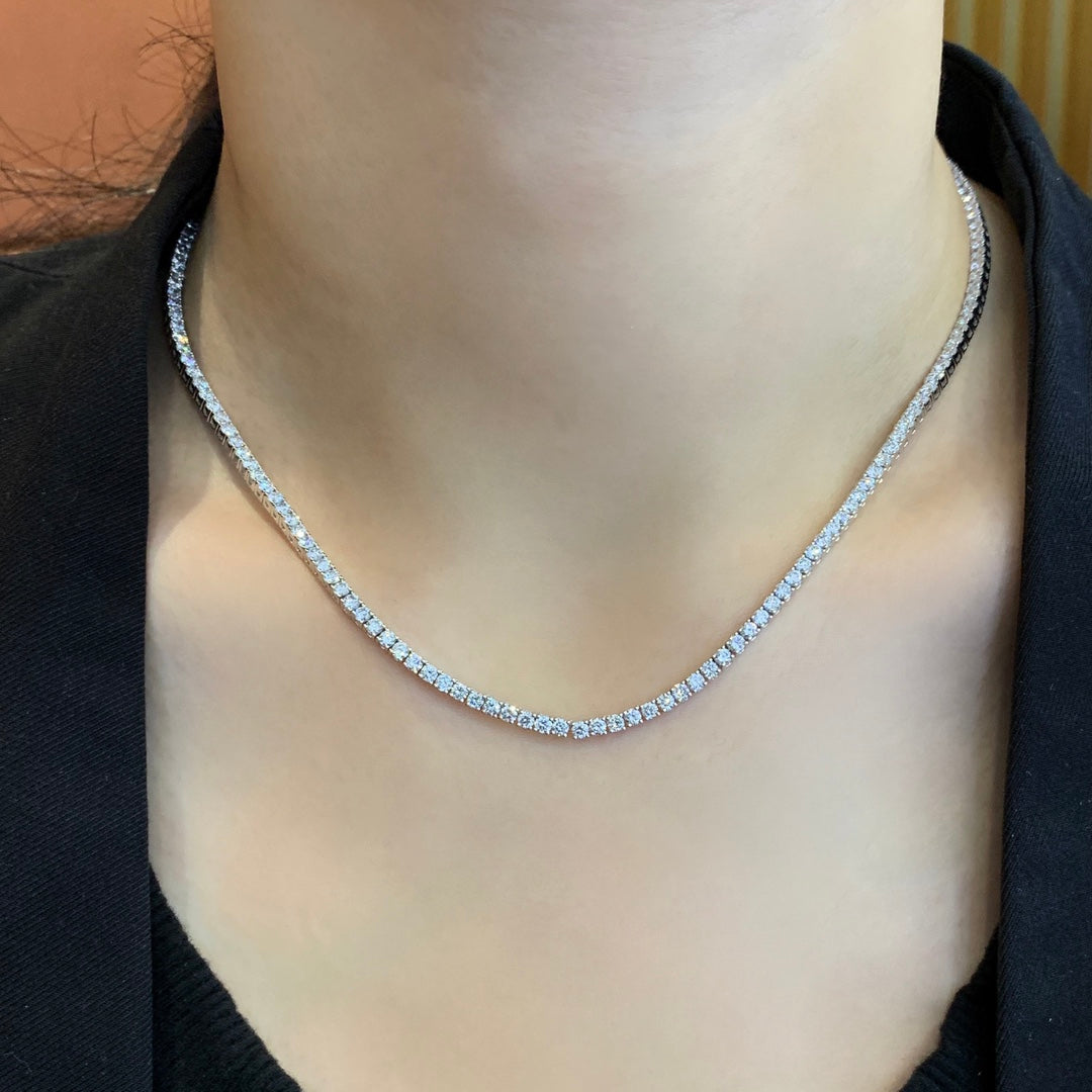 Round 8.70tcw Lab Diamond Tennis Chain Necklace | IGI Certified | EF VS | Custom Gold