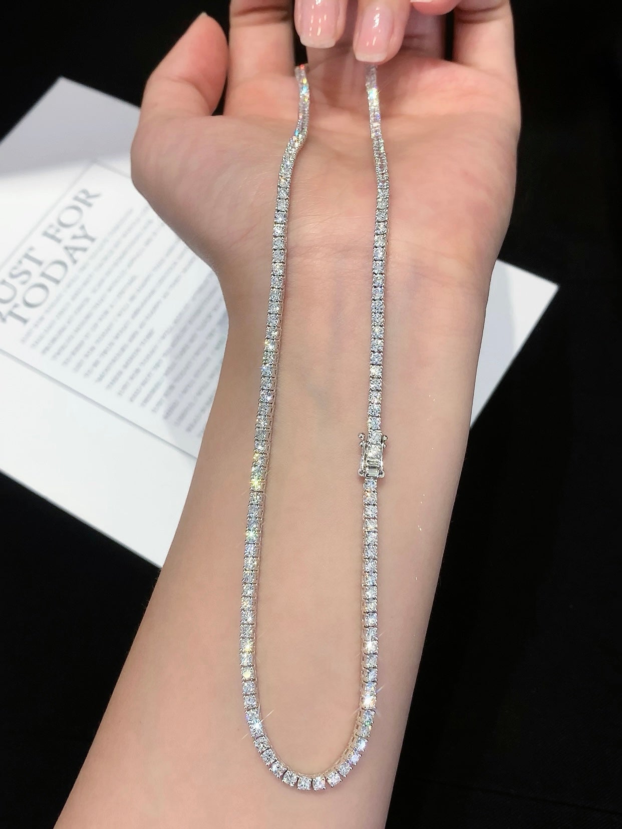 Round 8.70tcw Lab Diamond Tennis Chain Necklace | IGI Certified | EF VS | Custom Gold