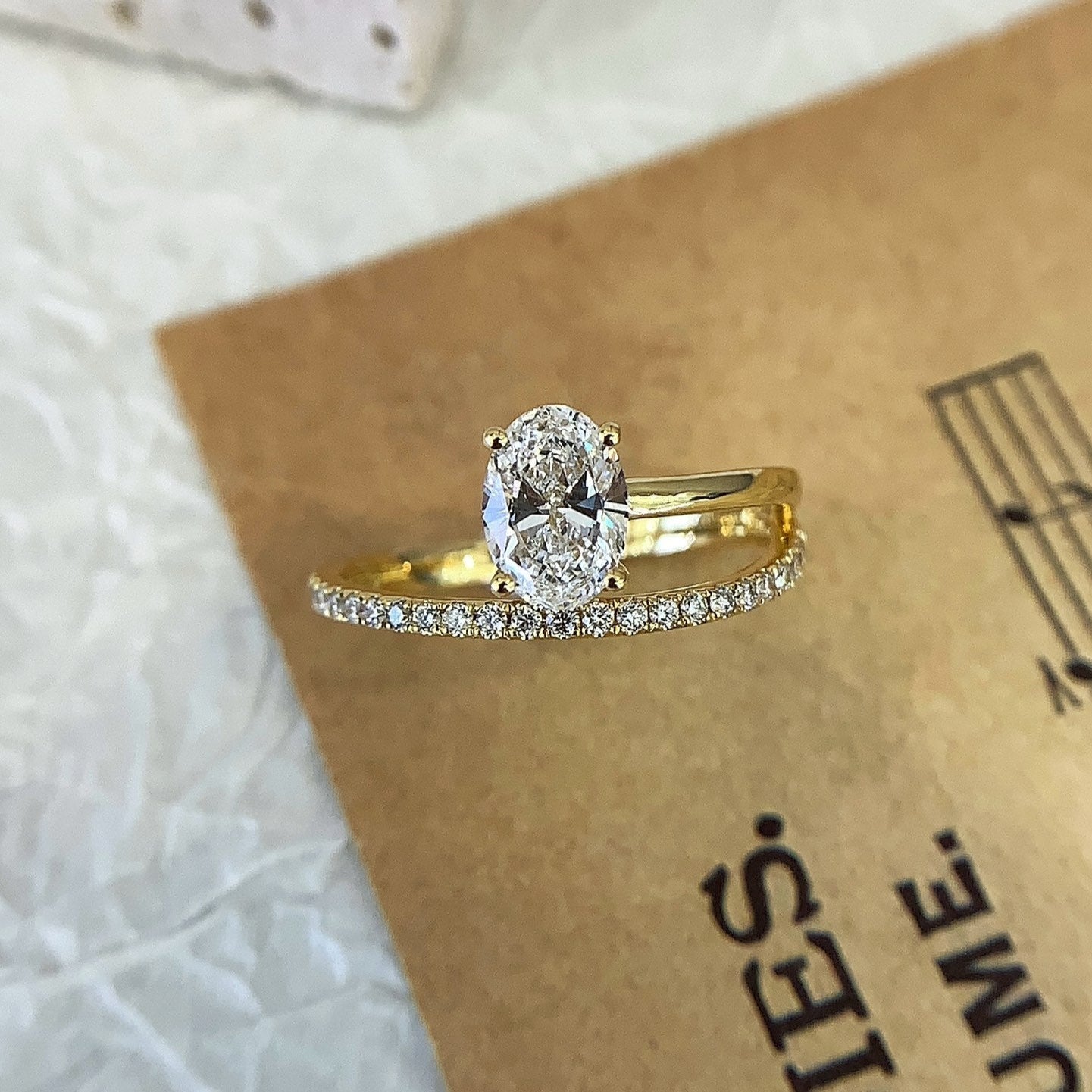 Oval 1.60tcw Lab Diamond Ring | Wrap Band | IGI Certified | DEF VVS–VS Clarity