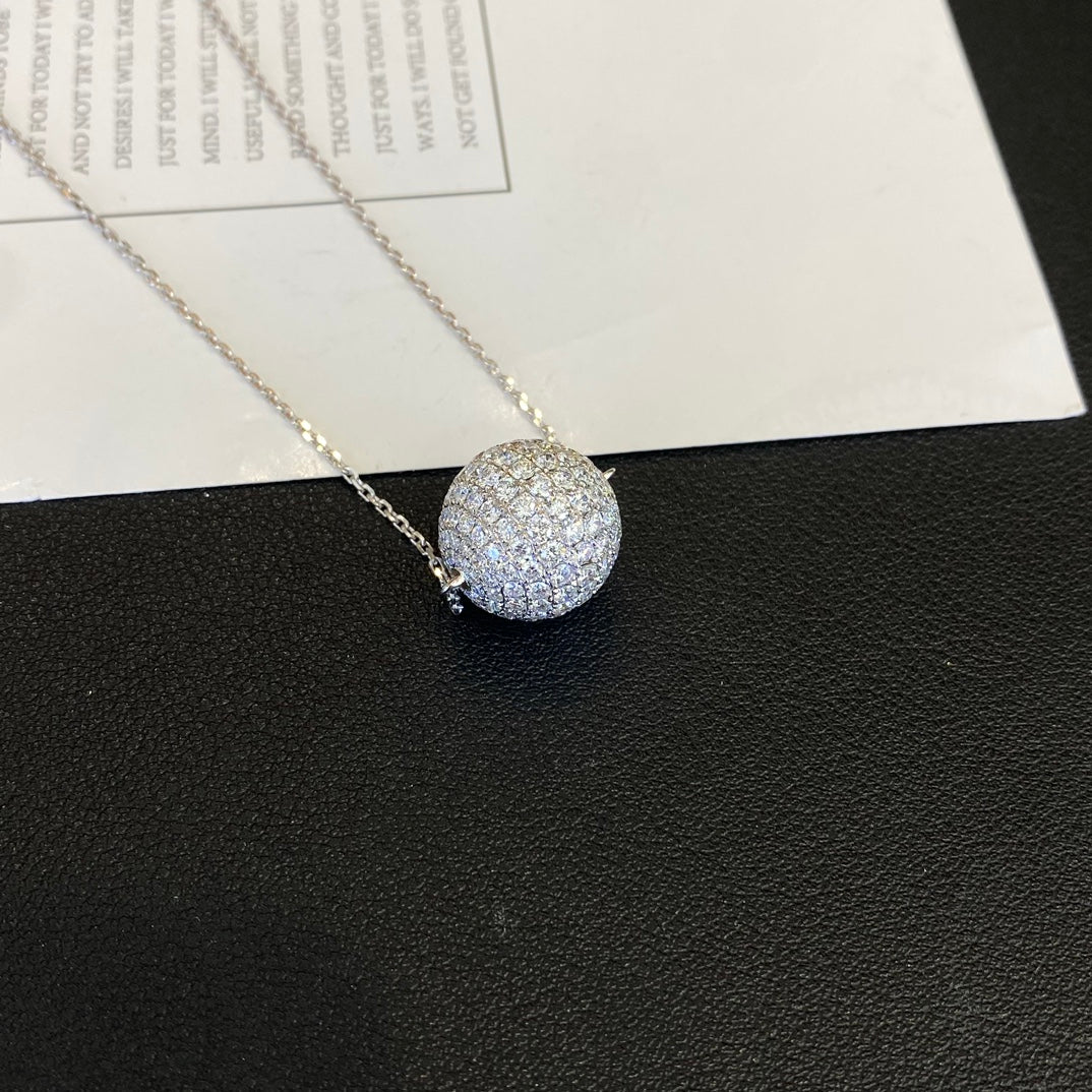 Round 4.50tcw Lab Diamond Ball Pendant Necklace | IGI Certified | EF VS | Custom Gold