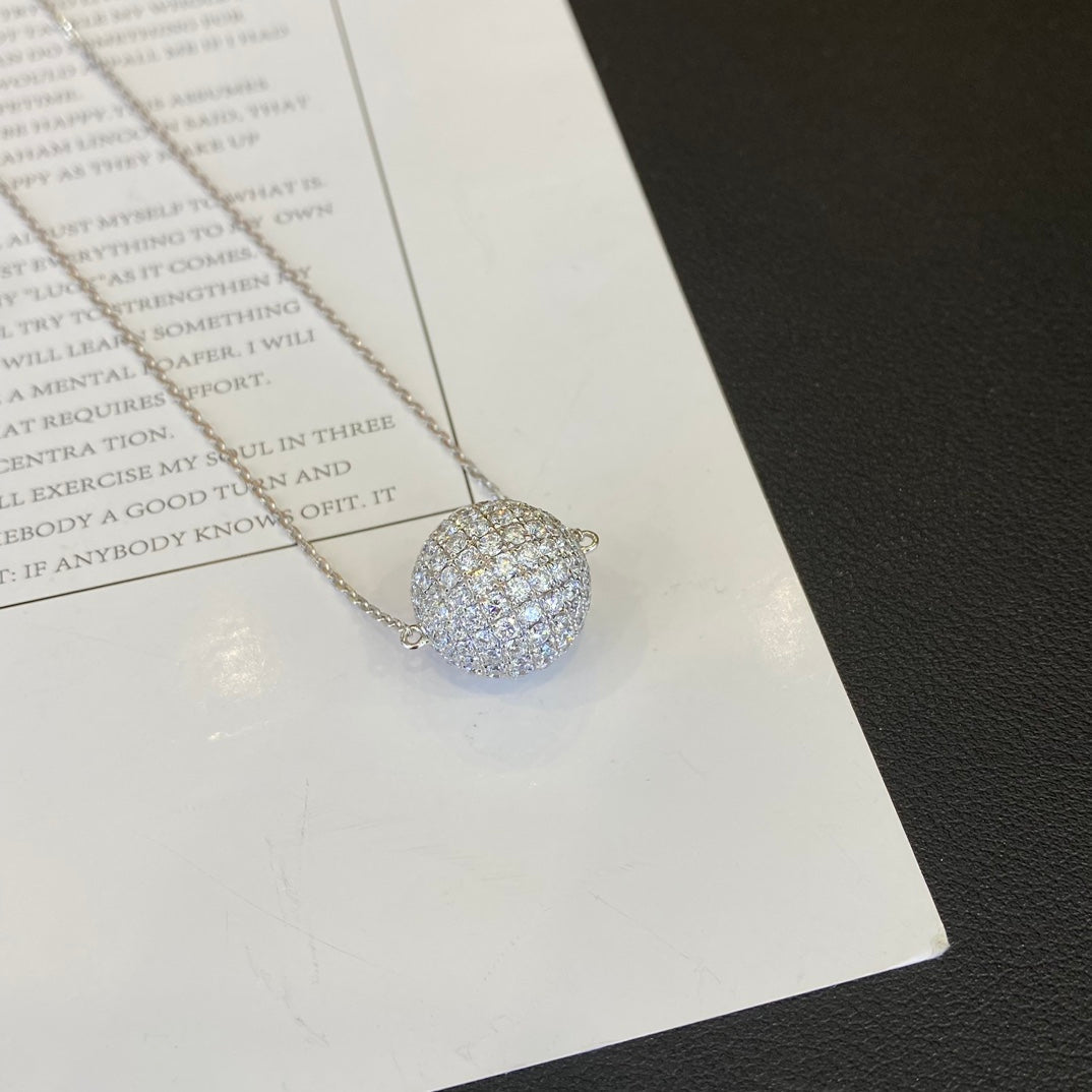 Round 4.50tcw Lab Diamond Ball Pendant Necklace | IGI Certified | EF VS | Custom Gold