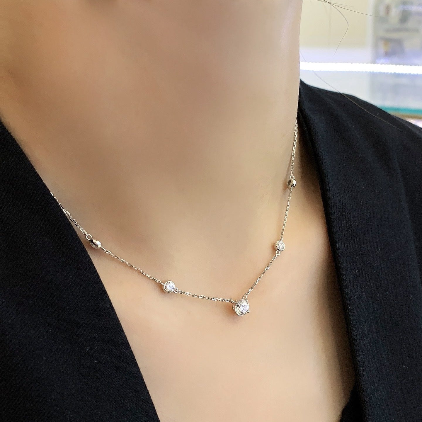Round 2.00tcw Lab Grown Diamond The Yard Necklace, D-E-F Color, VVS-VS Clarity - IGI Certified Necklace