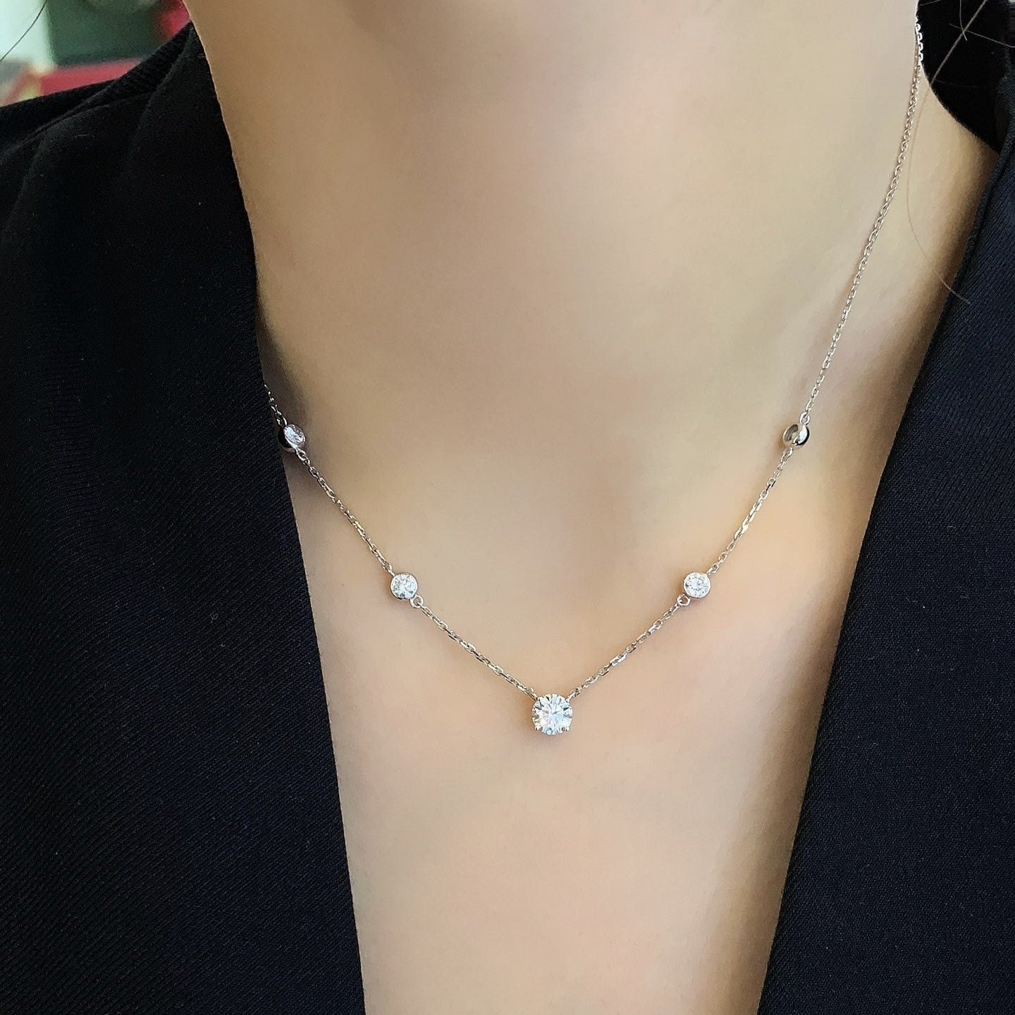 Round 2.00tcw Lab Grown Diamond The Yard Necklace, D-E-F Color, VVS-VS Clarity - IGI Certified Necklace