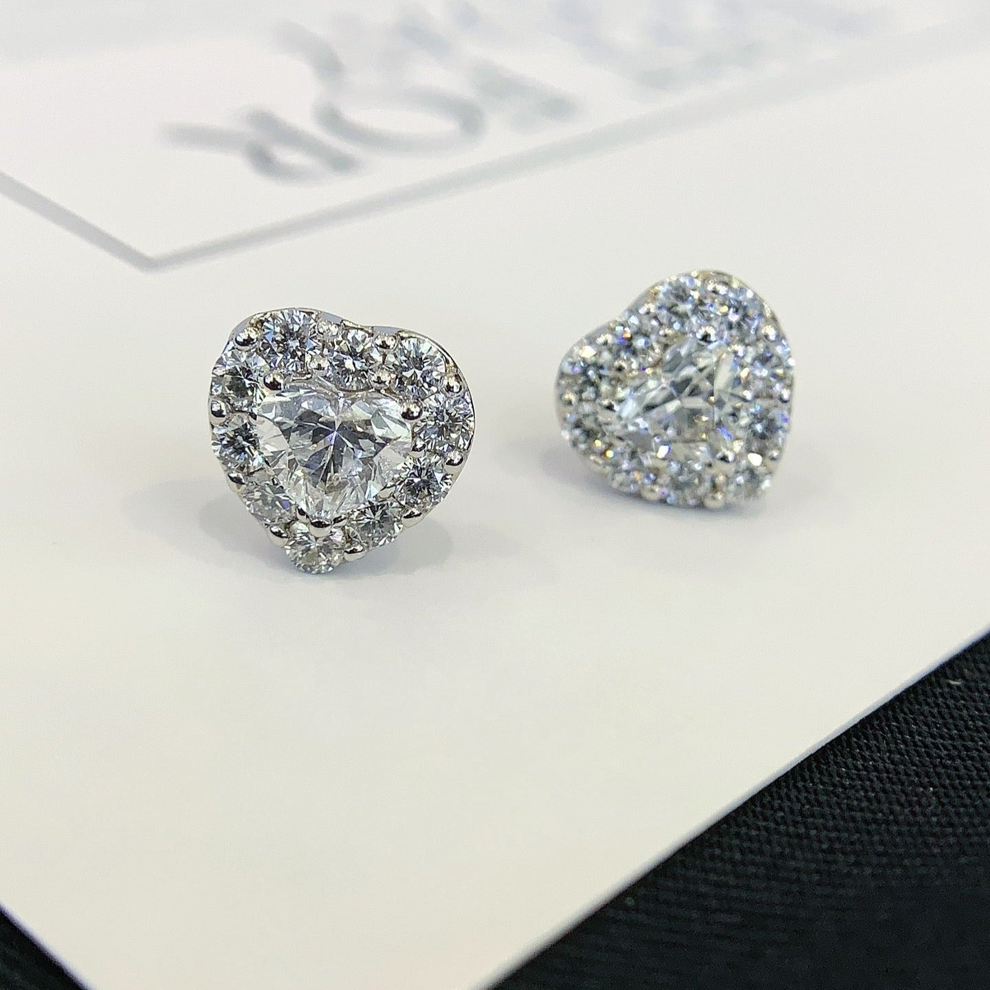 Heart 1.20tcw Lab Grown Diamond Halo Set Stud Earring, D-E-F Color, VVS-VS Clarity