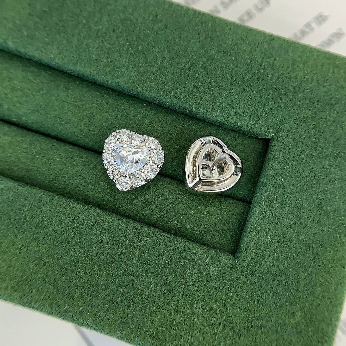 Heart 1.20tcw Lab Grown Diamond Halo Set Stud Earring, D-E-F Color, VVS-VS Clarity