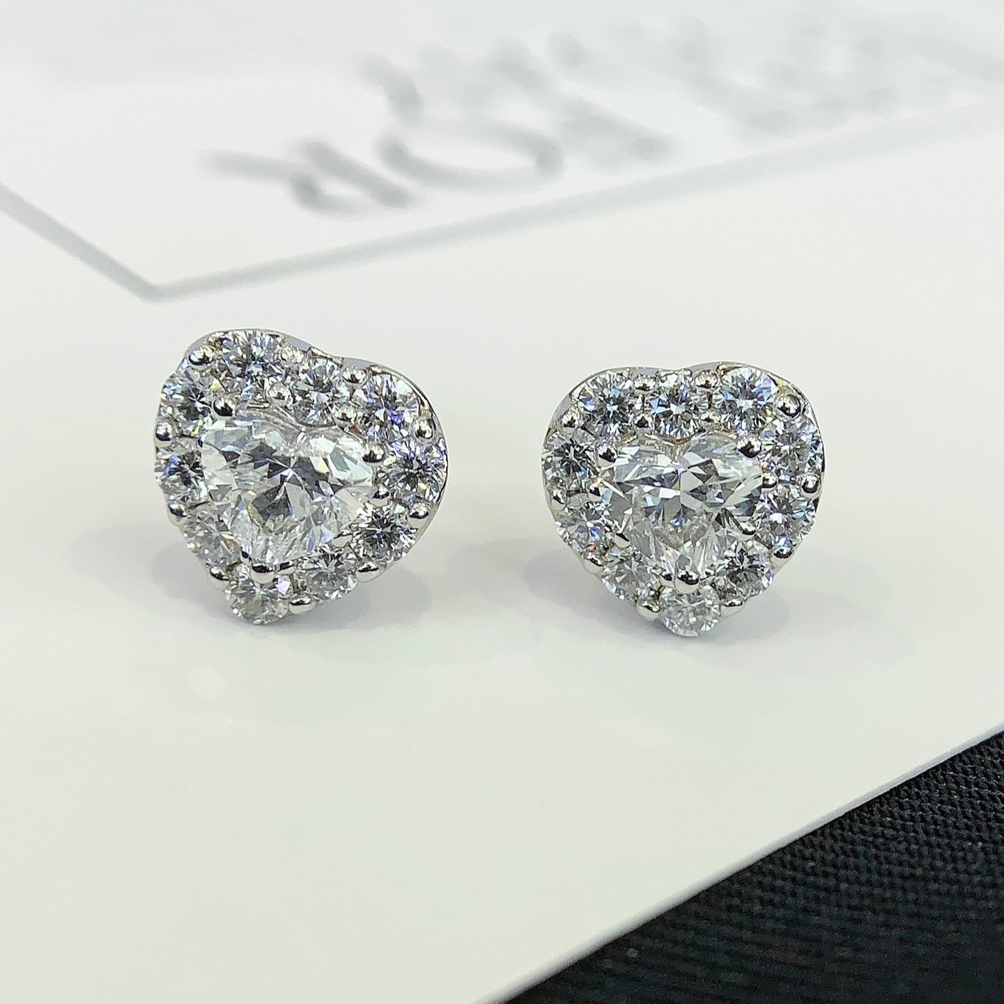 Heart 1.20tcw Lab Grown Diamond Halo Set Stud Earring, D-E-F Color, VVS-VS Clarity