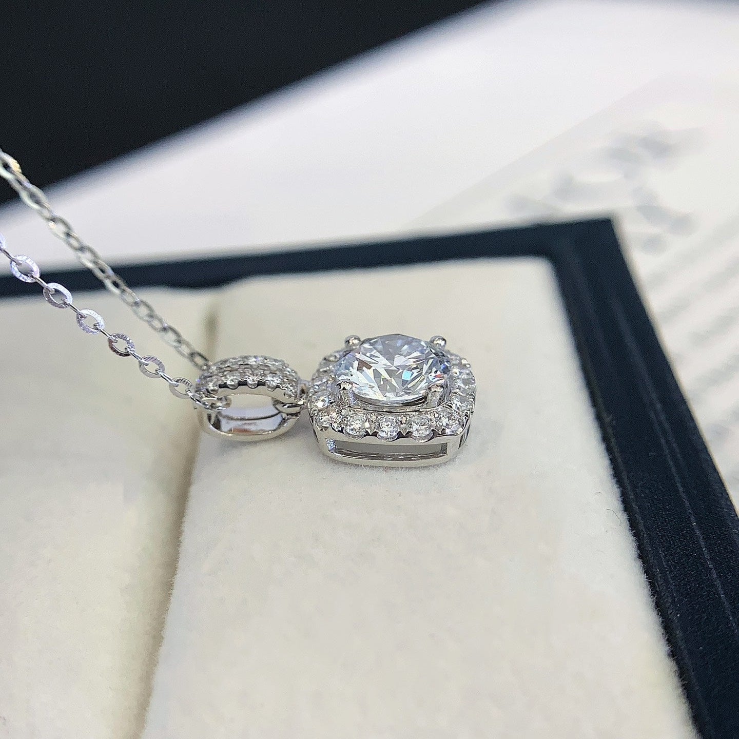 Round 1.30tcw Lab Grown Diamond Square Frame Pendant Necklace, D-E-F Color, VVS-VS Clarity - IGI Certified Necklace