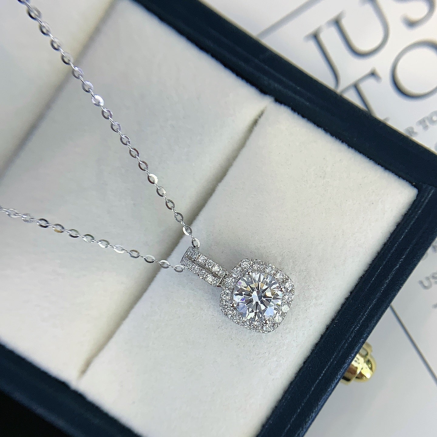 Round 1.30tcw Lab Grown Diamond Square Frame Pendant Necklace, D-E-F Color, VVS-VS Clarity - IGI Certified Necklace