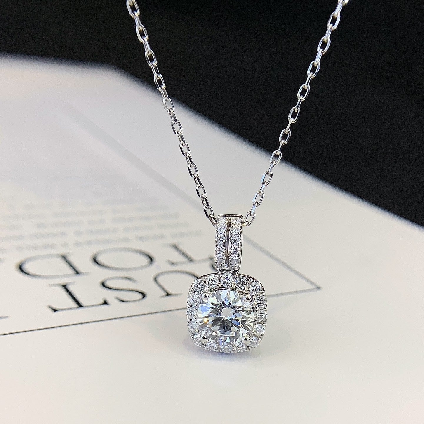 Round 1.30tcw Lab Grown Diamond Square Frame Pendant Necklace, D-E-F Color, VVS-VS Clarity - IGI Certified Necklace