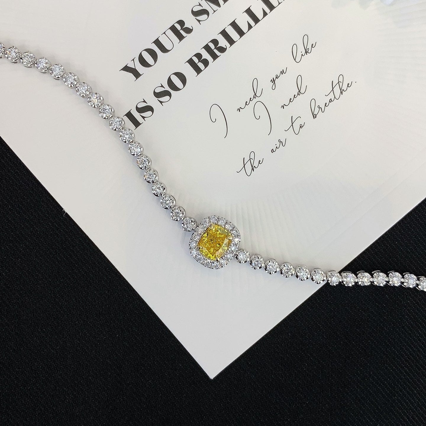 Cushion 1.80tcw Fancy Yellow Lab Grown Diamond Round White Halo Side Stone Bracelet, VS Clarity, IGI Certified Bracelet
