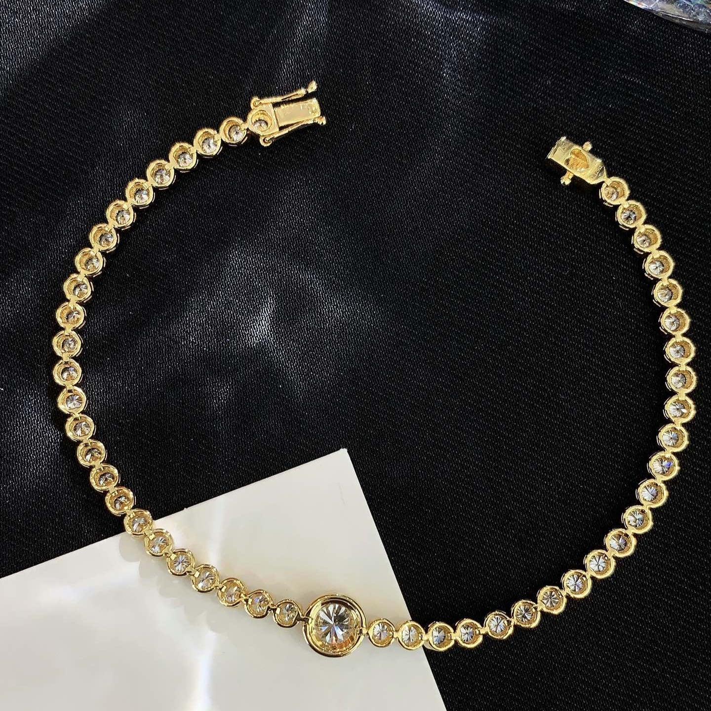 Luxury 6.50tcw Lab Diamond Tennis Bracelet | Yellow Gold | Bezel Design | IGI Certified