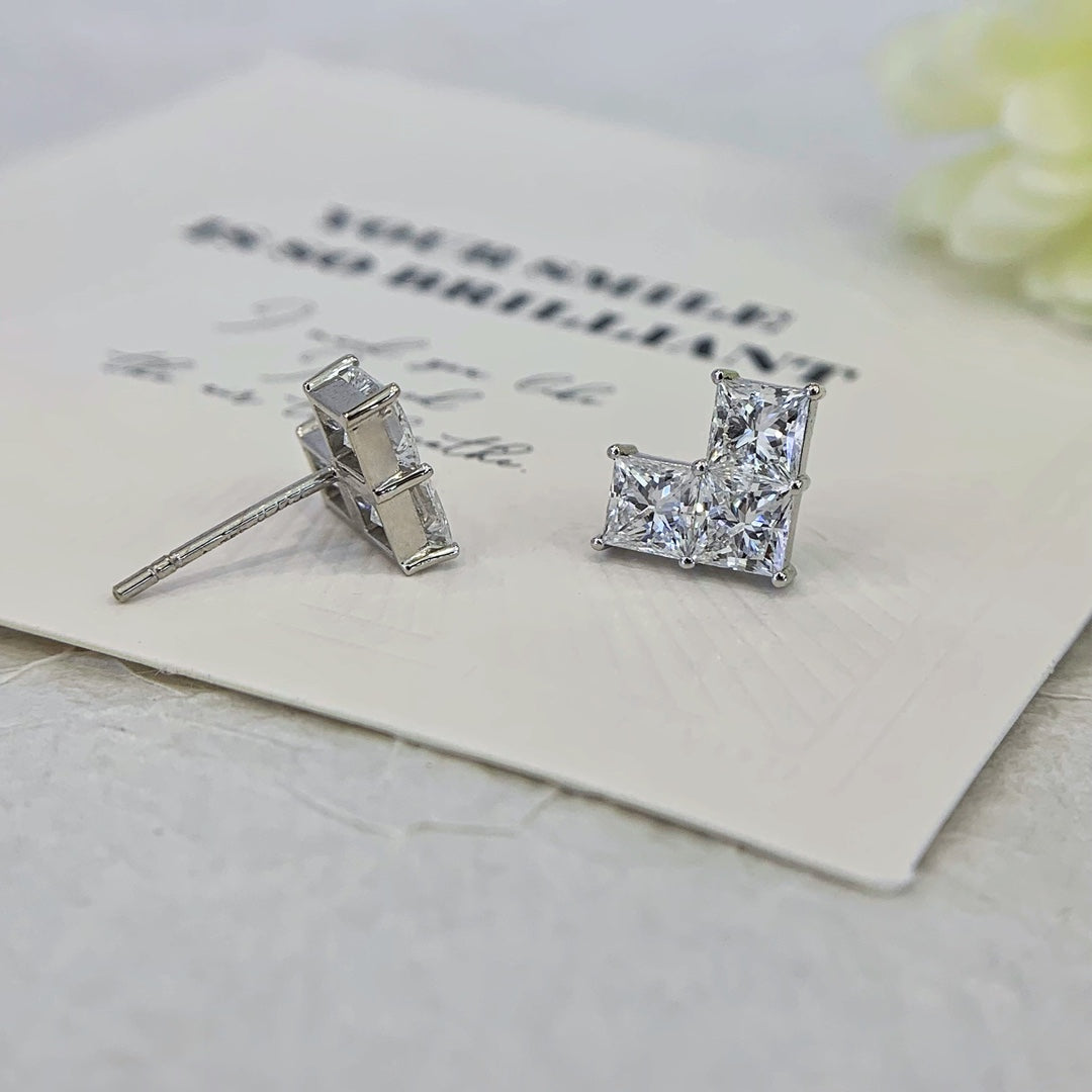 1.80tcw Lab Grown Diamond V Shape Princess cut Earring, EF Color, VS Clarity