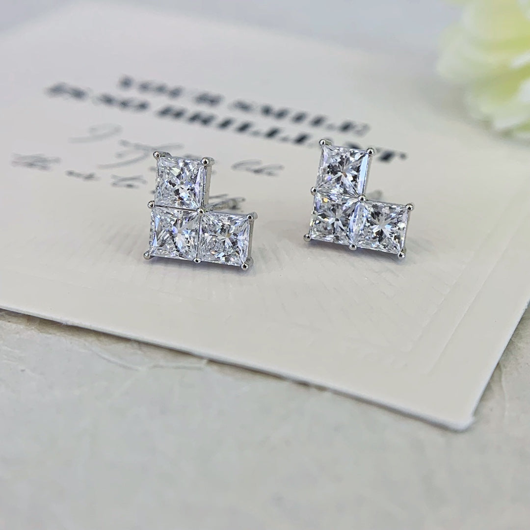 1.80tcw Lab Grown Diamond V Shape Princess cut Earring, EF Color, VS Clarity