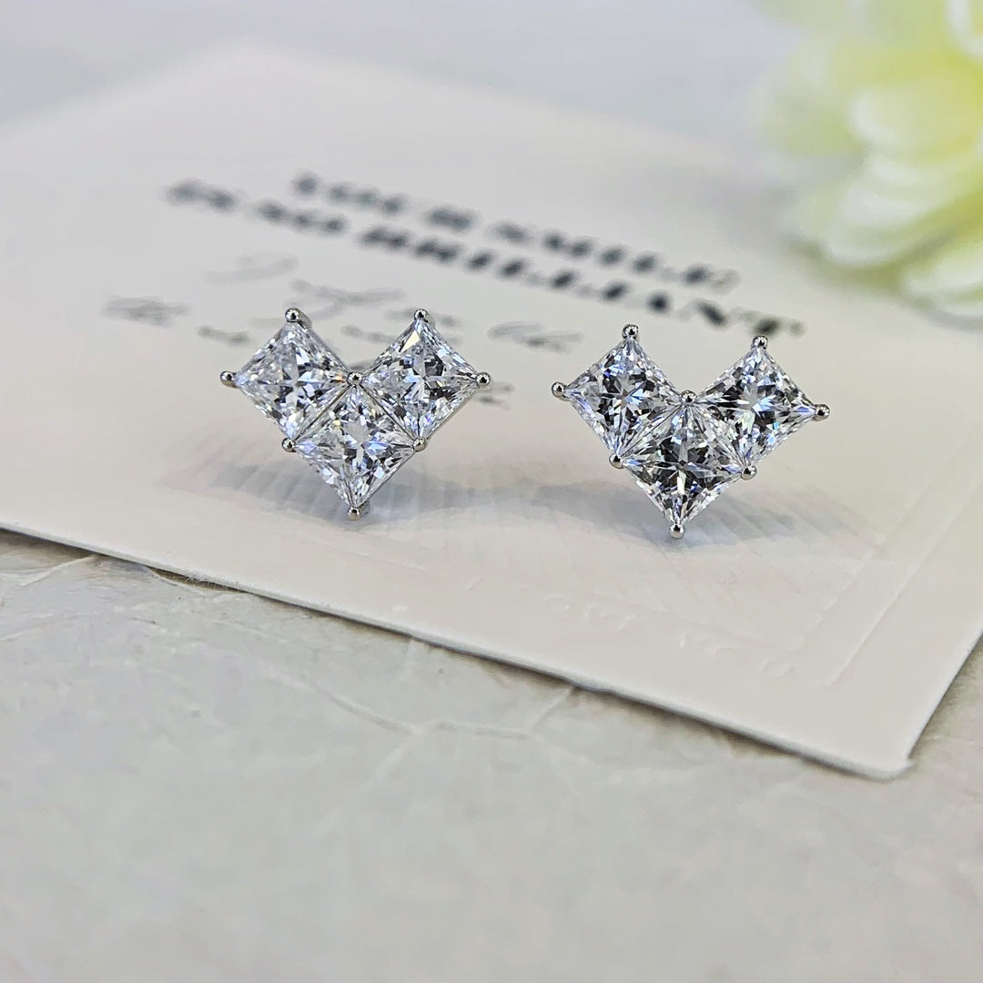 1.80tcw Lab Grown Diamond V Shape Princess cut Earring, EF Color, VS Clarity