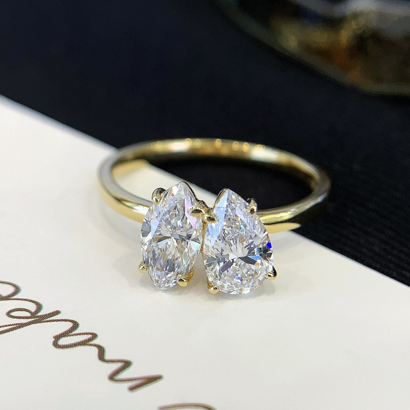 2.00ctw Marquise & Pear Toi Et Moi Ring | Lab Grown Diamond | IGI Certified | 10k 14k 18k Gold