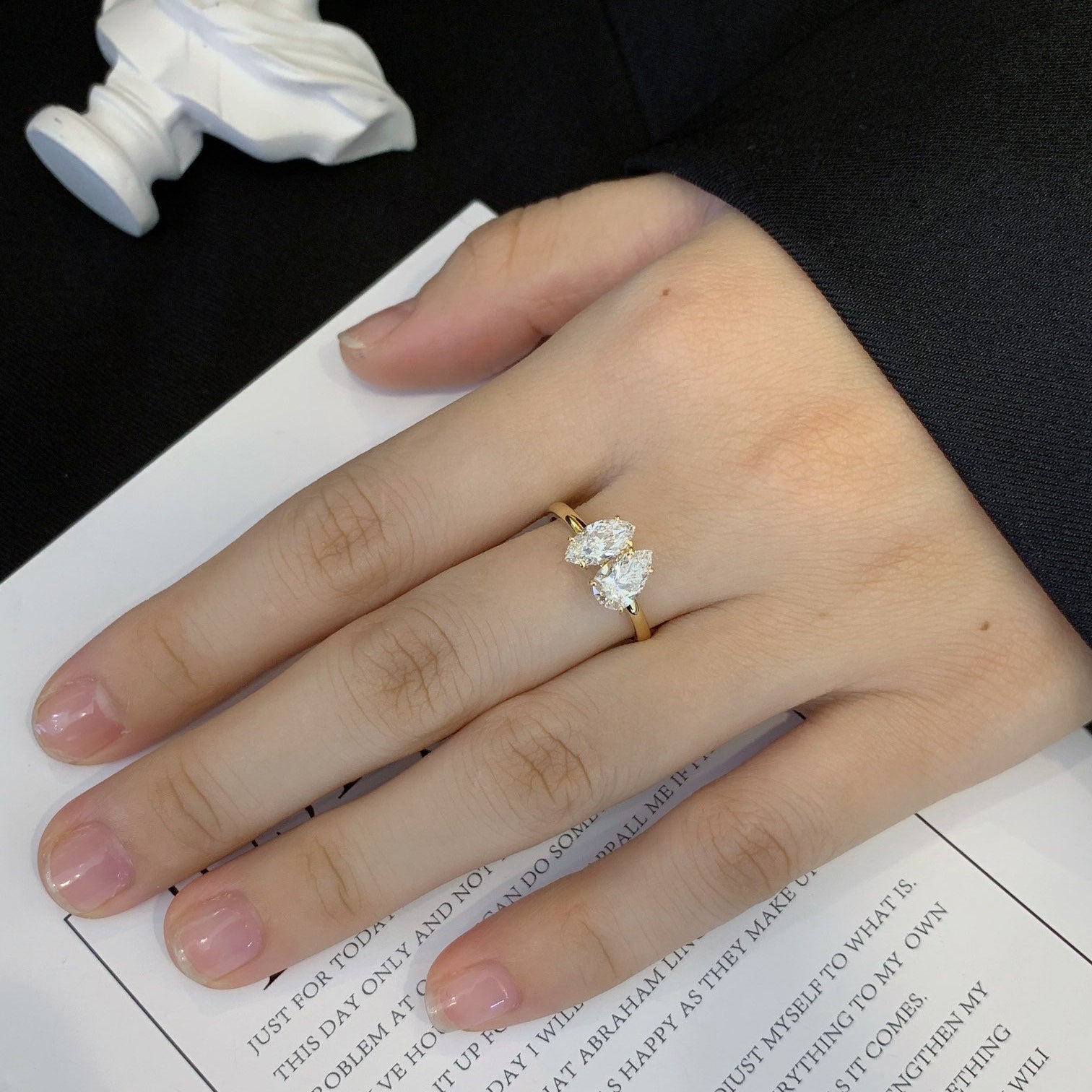 2.00ctw Marquise & Pear Toi Et Moi Ring | Lab Grown Diamond | IGI Certified | 10k 14k 18k Gold