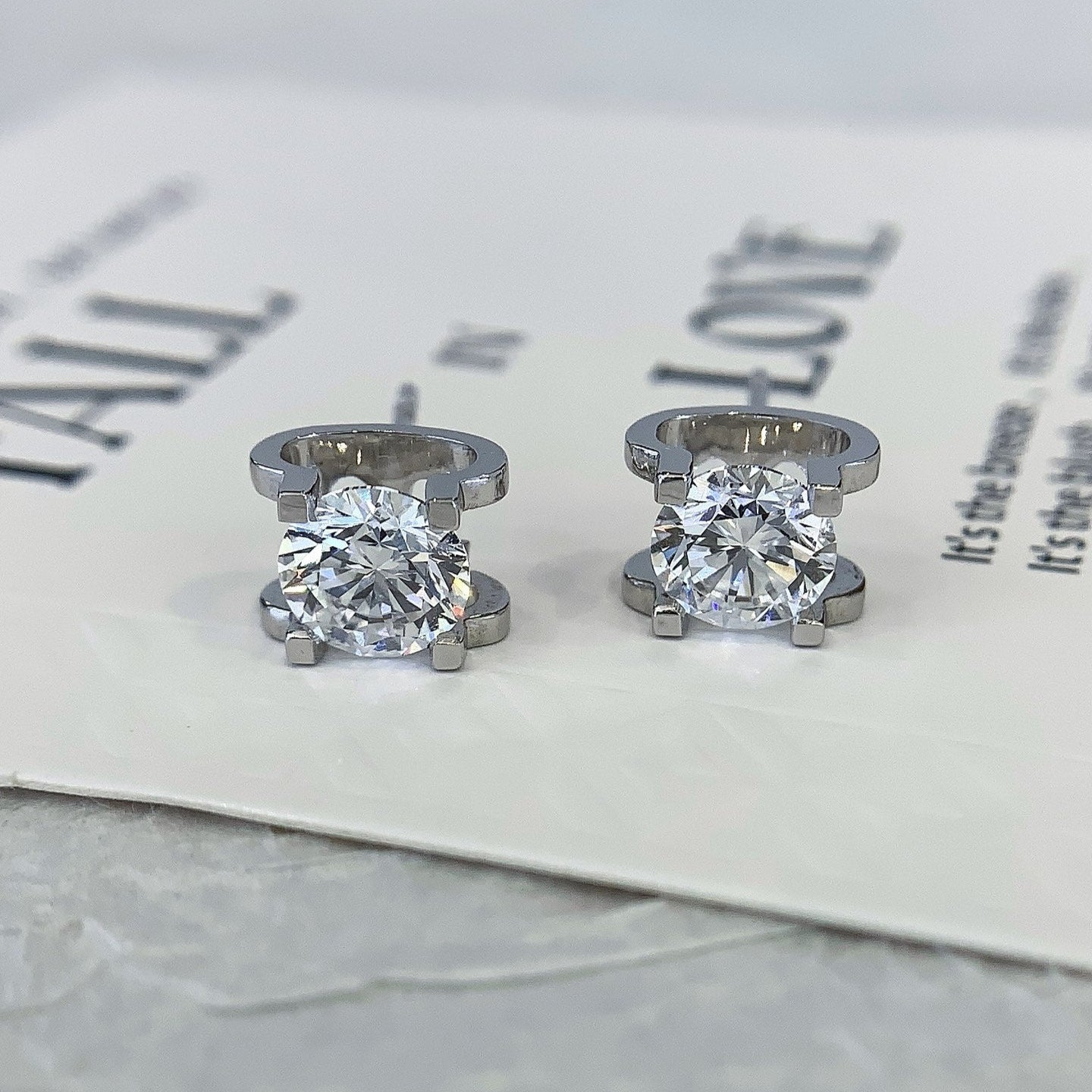 2.00tcw Lab Grown Diamond Round C De Cartier Stud Earring, D-E-F Color, VVS - VS Clarity