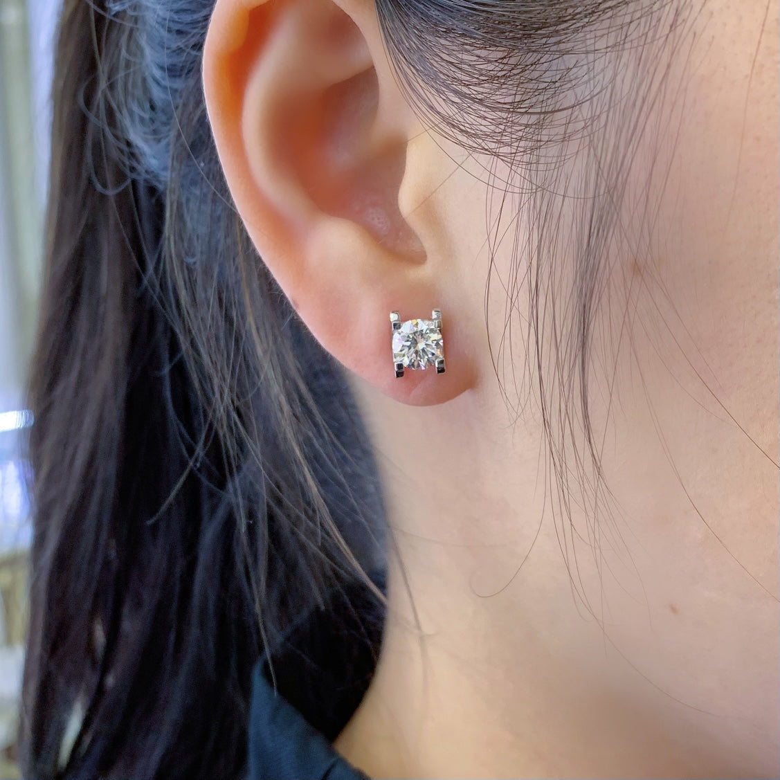 2.00tcw Lab Grown Diamond Round C De Cartier Stud Earring, D-E-F Color, VVS - VS Clarity