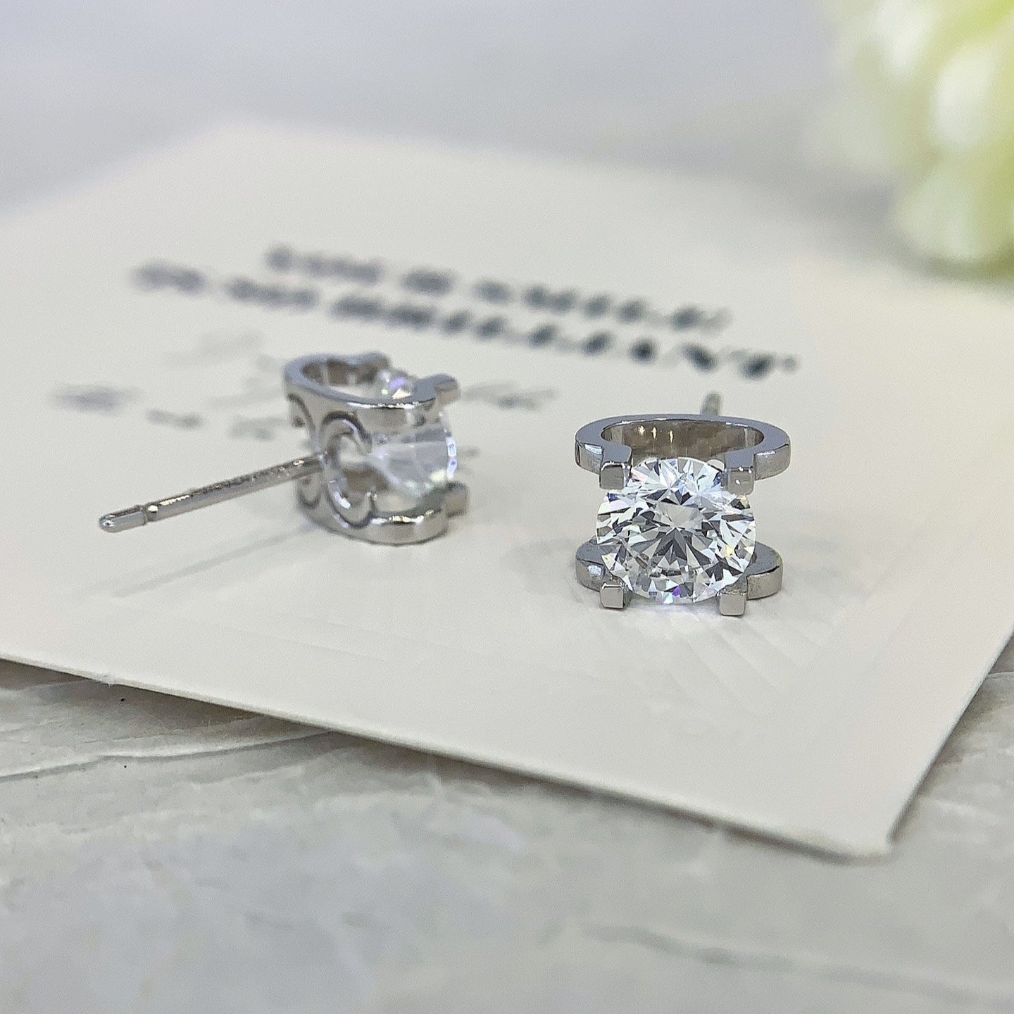 2.00tcw Lab Grown Diamond Round C De Cartier Stud Earring, D-E-F Color, VVS - VS Clarity