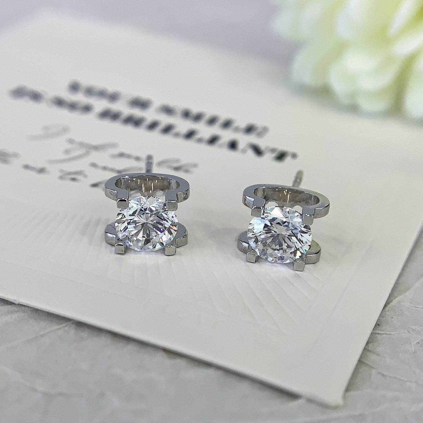 2.00tcw Lab Grown Diamond Round C De Cartier Stud Earring, D-E-F Color, VVS - VS Clarity