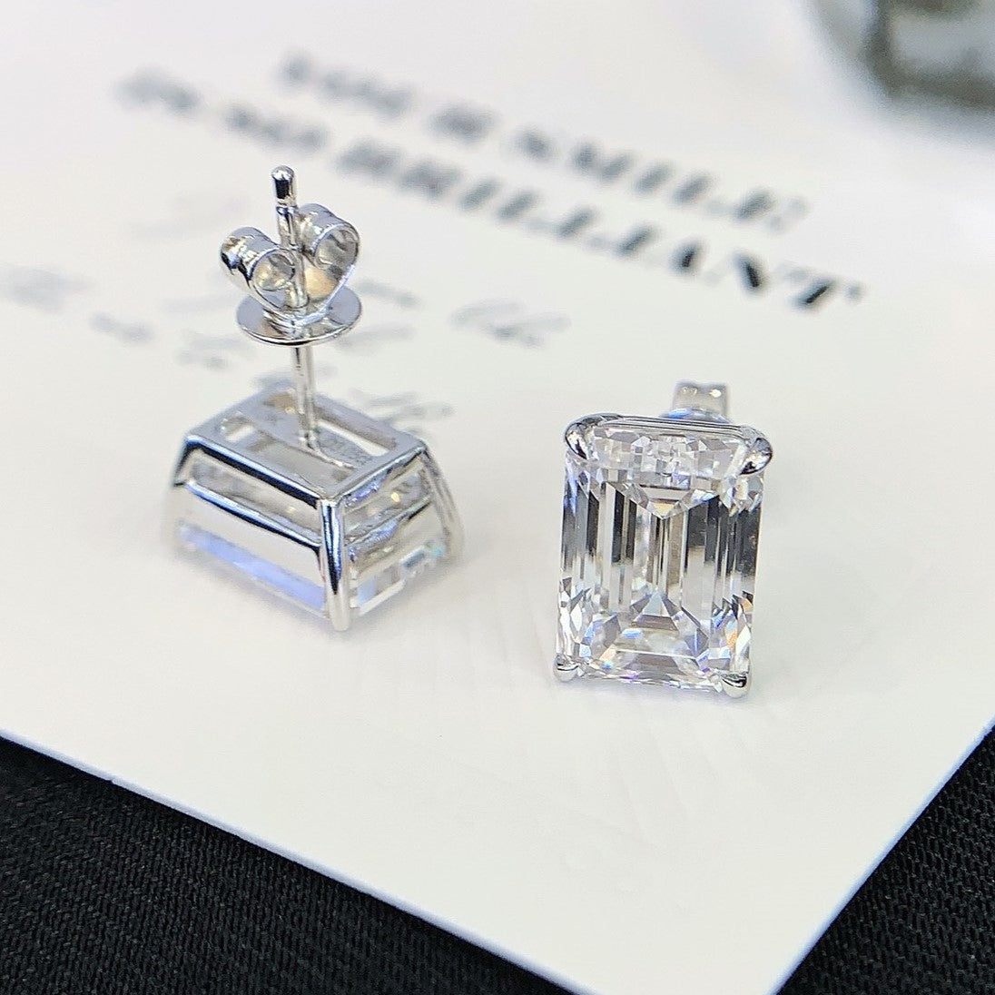 3.00tcw Lab Grown Diamond Emerald Stud Earring, D-E-F Color, VVS-VS Clarity