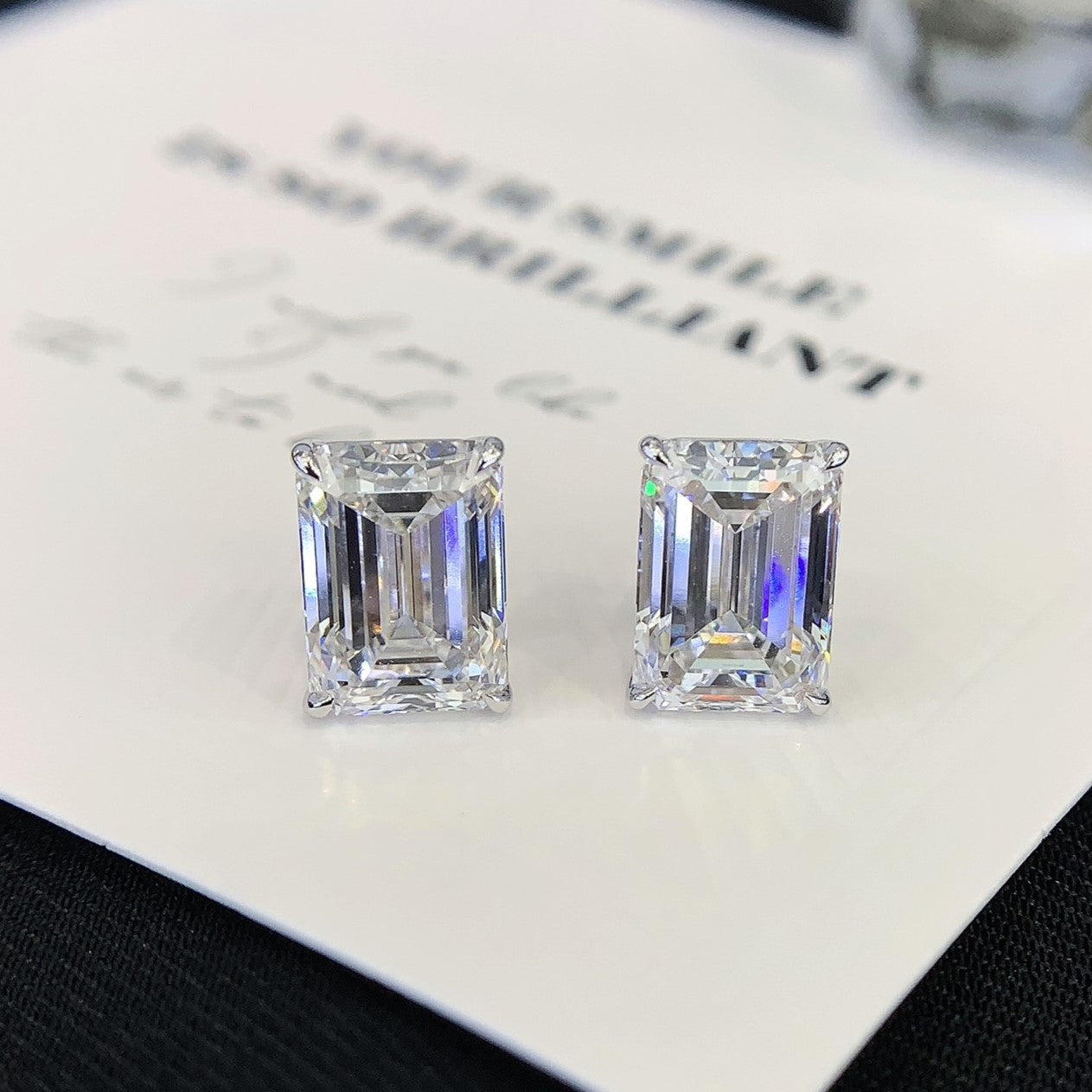 3.00tcw Lab Grown Diamond Emerald Stud Earring, D-E-F Color, VVS-VS Clarity