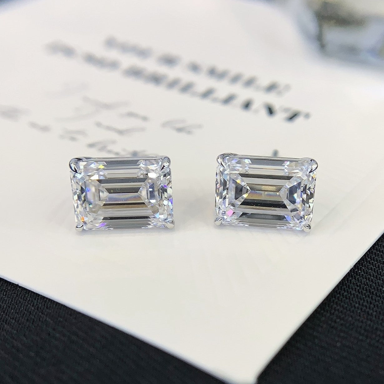 3.00tcw Lab Grown Diamond Emerald Stud Earring, D-E-F Color, VVS-VS Clarity