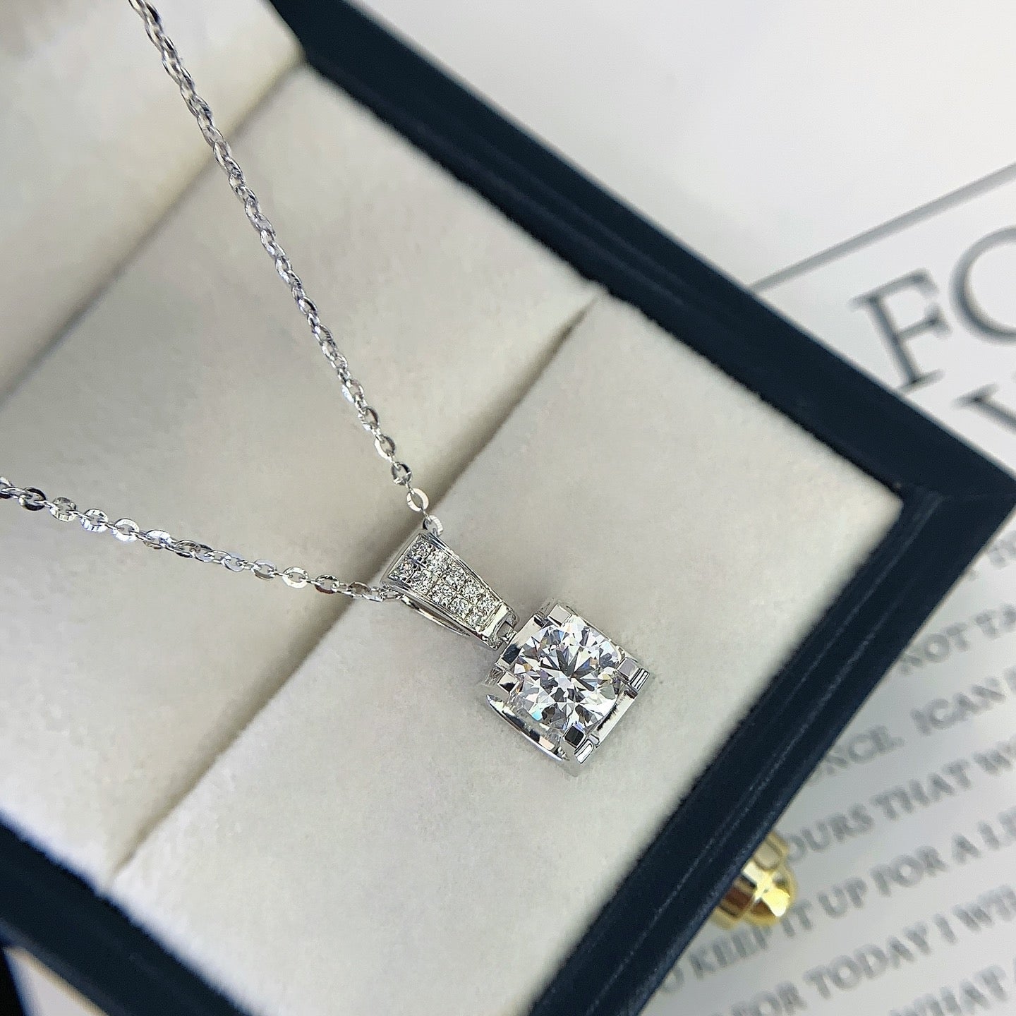 Round 1.10tcw Lab Grown Diamond C De Cartier Set Pendant Necklace, D-E-F Color, VVS-VS Clarity