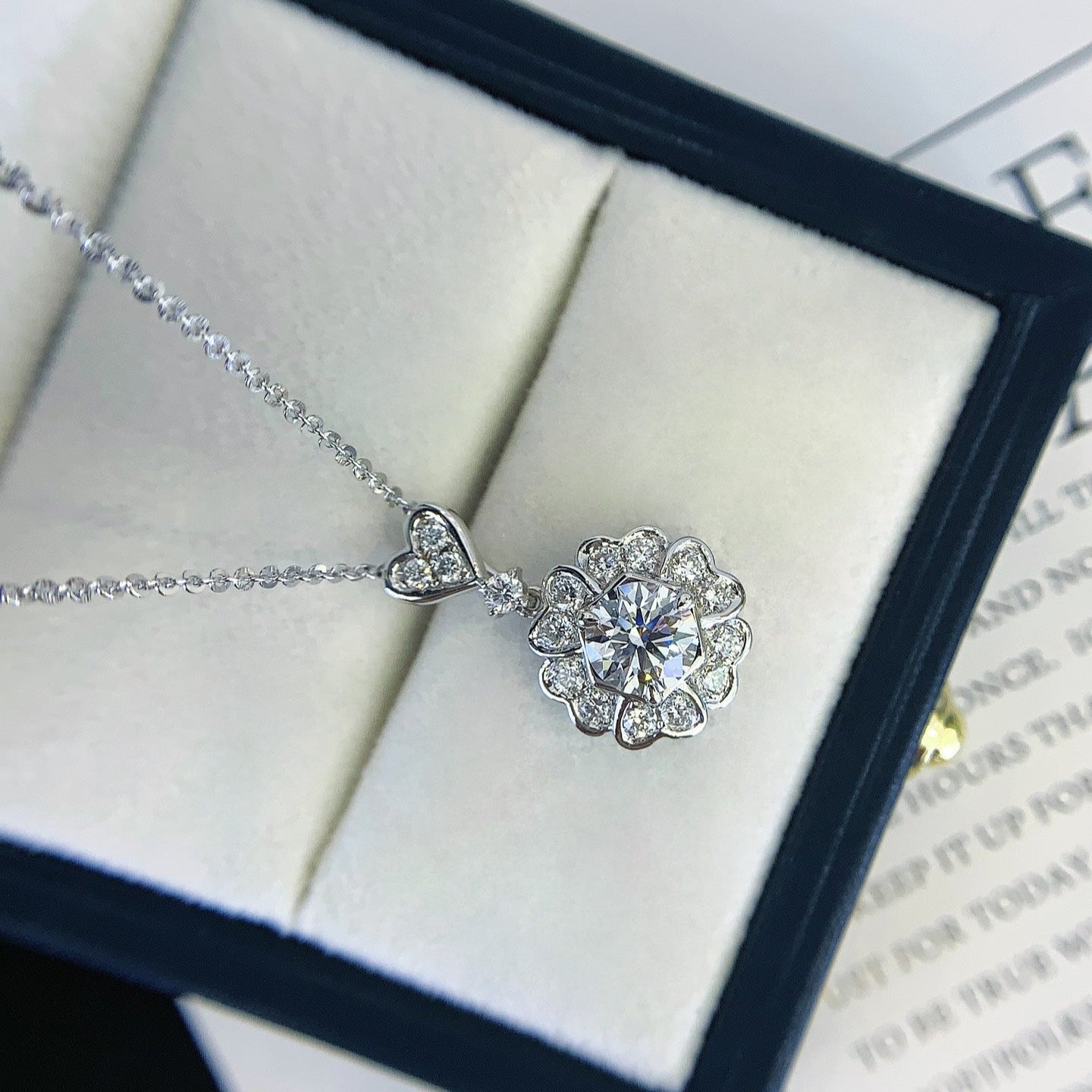 Round 2.50tcw Lab Grown Diamond Unique Flower Pendant Necklace, D-E-F Color, VVS-VS Clarity - IGI Certified Necklace