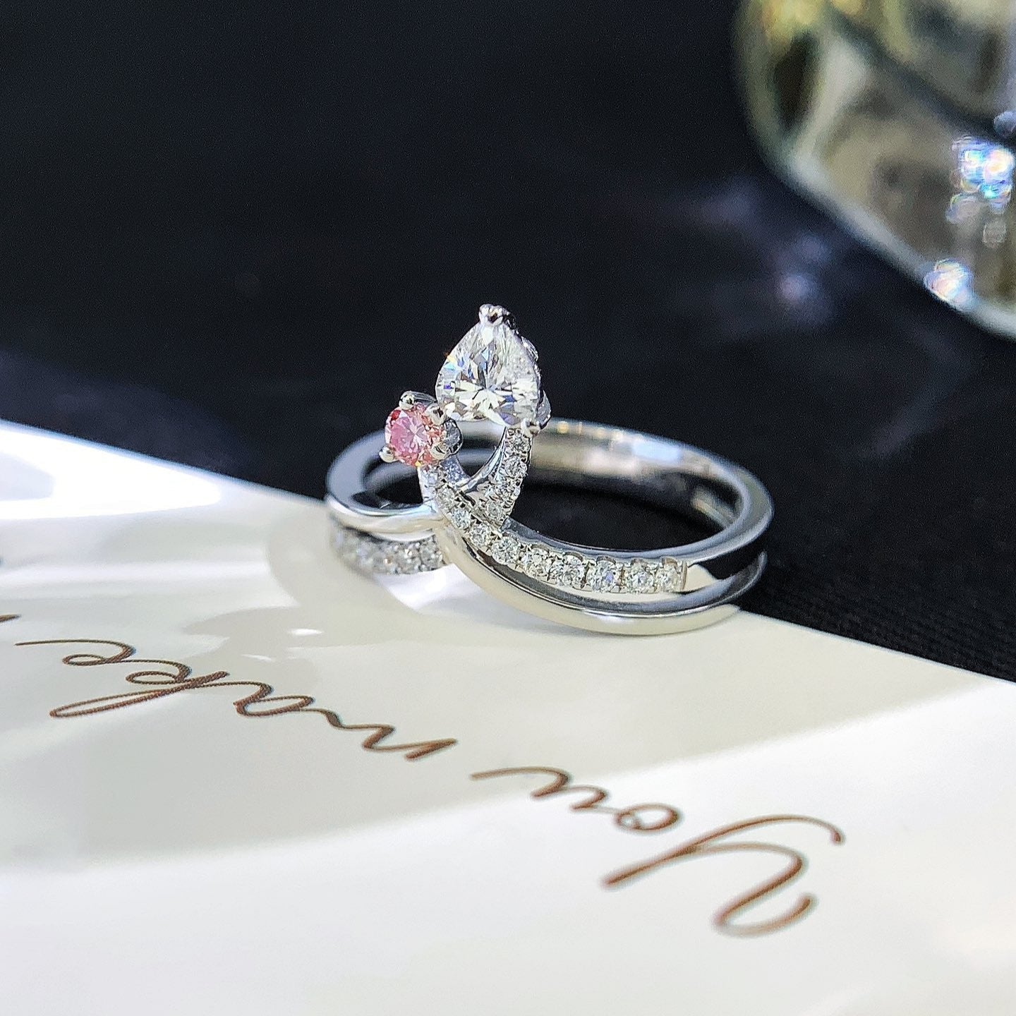 1.00tcw Heart & Fancy Round Lab Diamond Toi Et Moi Ring | Double Band | IGI Certified | White Gold