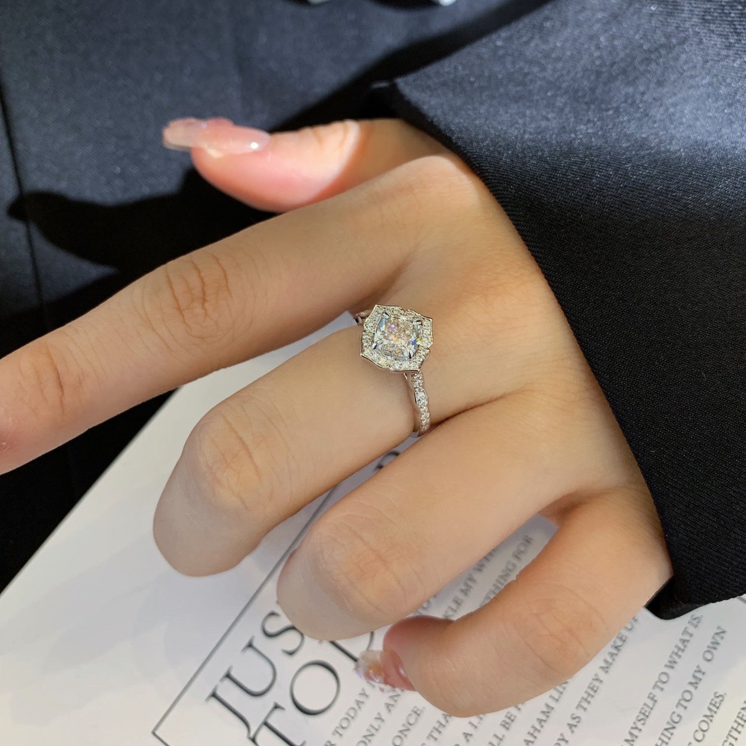 1.90tcw Cushion Lab Grown Diamond Engagement Ring | Halo Cathedral | IGI Certified | Custom Gold