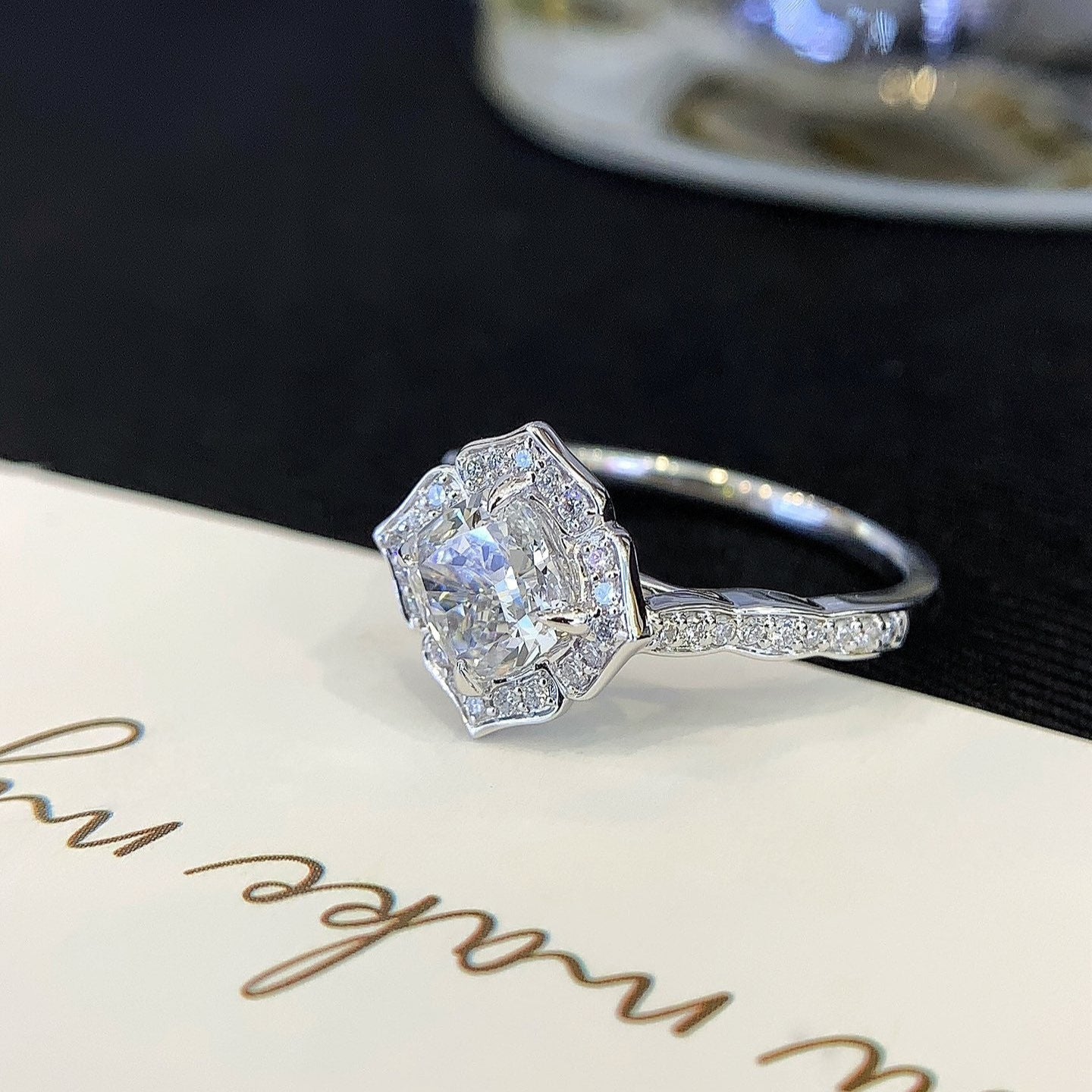 1.90tcw Cushion Lab Grown Diamond Engagement Ring | Halo Cathedral | IGI Certified | Custom Gold