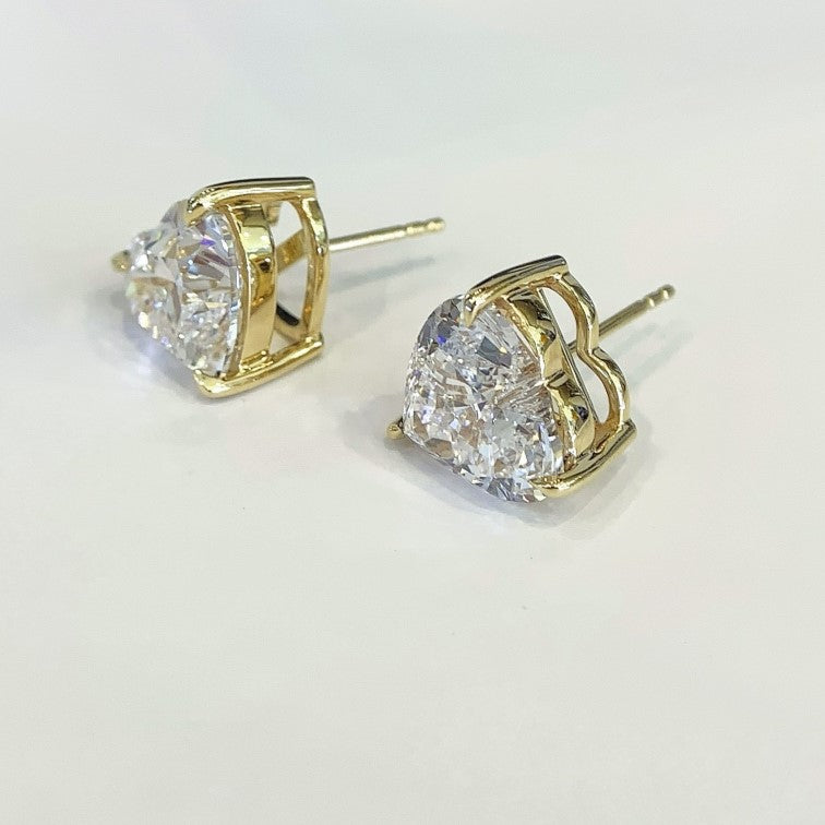 8.00tcw Lab Grown Diamond Heart Stud Earring, D-E-F Color, VVS-VS Clarity