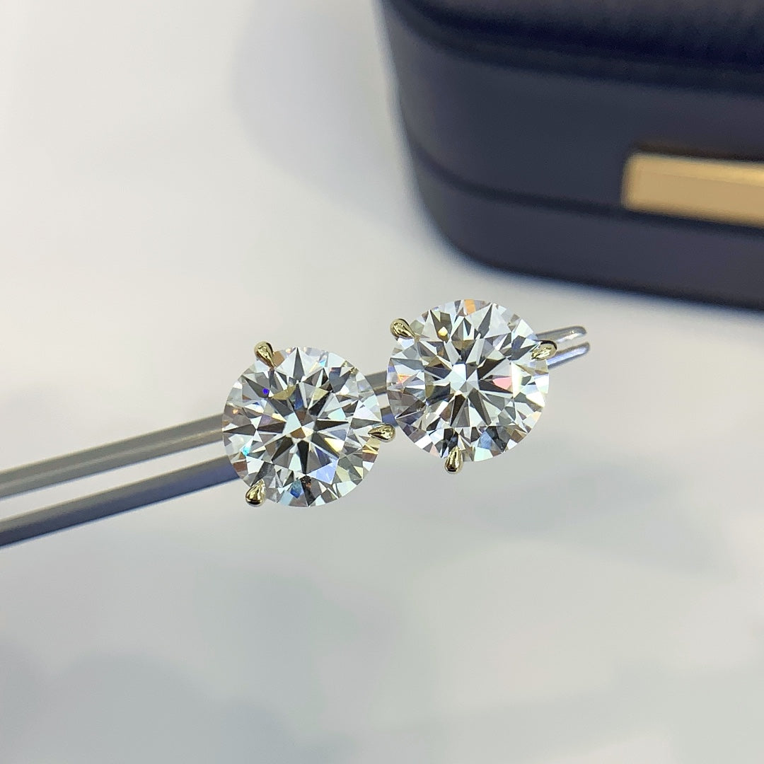 8.00tcw Lab Grown Diamond Round Stud earring, D-E-F Color, VVS-VS Clarity