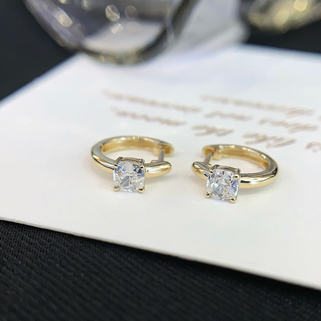 0.40tcw Lab Grown Diamond Cushion Hoop Earring, EF Color, VS Clarity