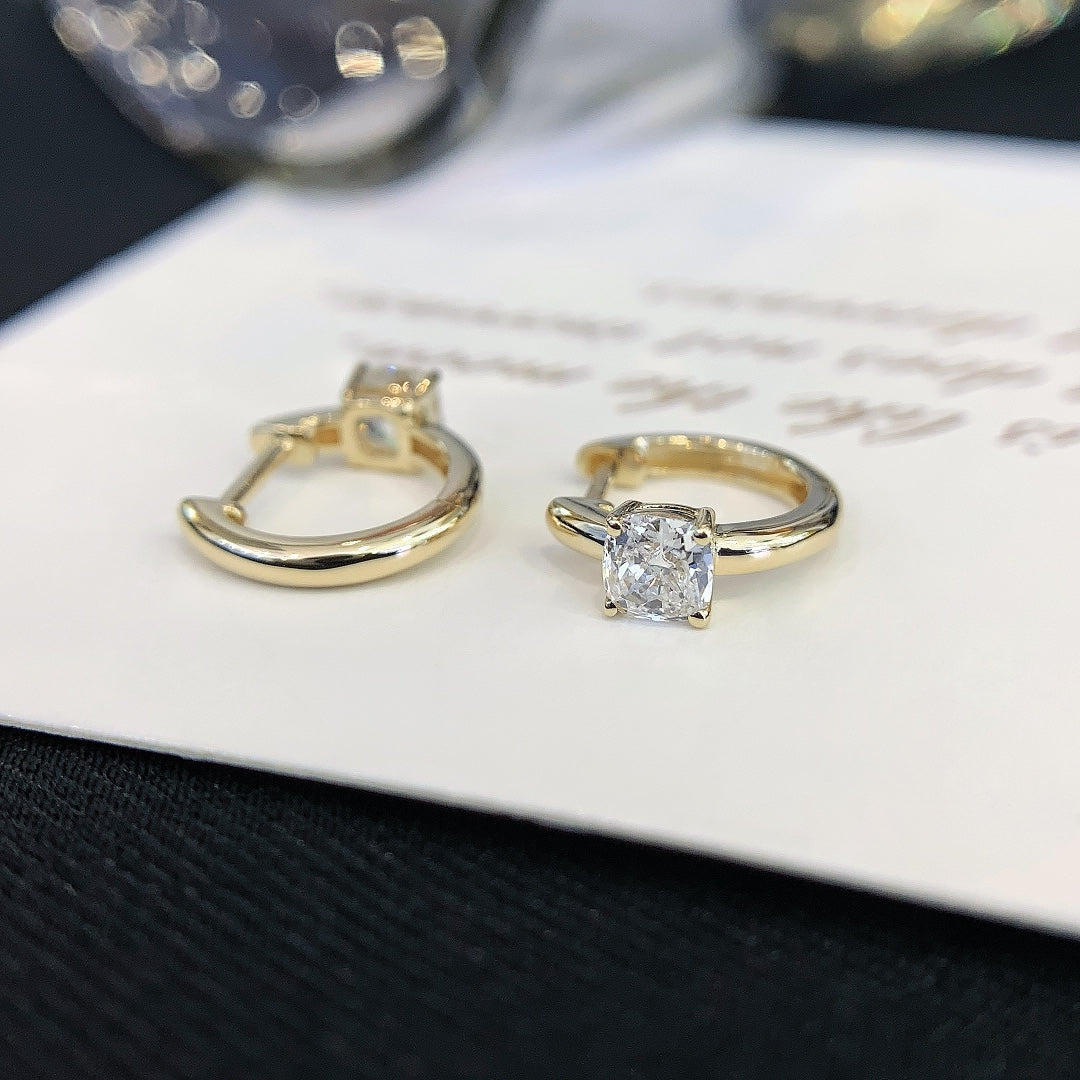 0.40tcw Lab Grown Diamond Cushion Hoop Earring, EF Color, VS Clarity