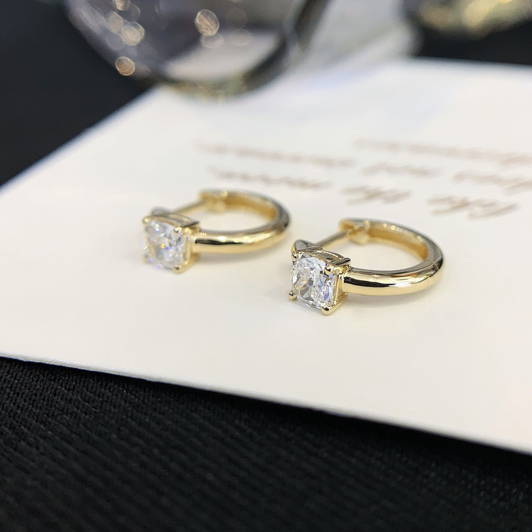 0.40tcw Lab Grown Diamond Cushion Hoop Earring, EF Color, VS Clarity