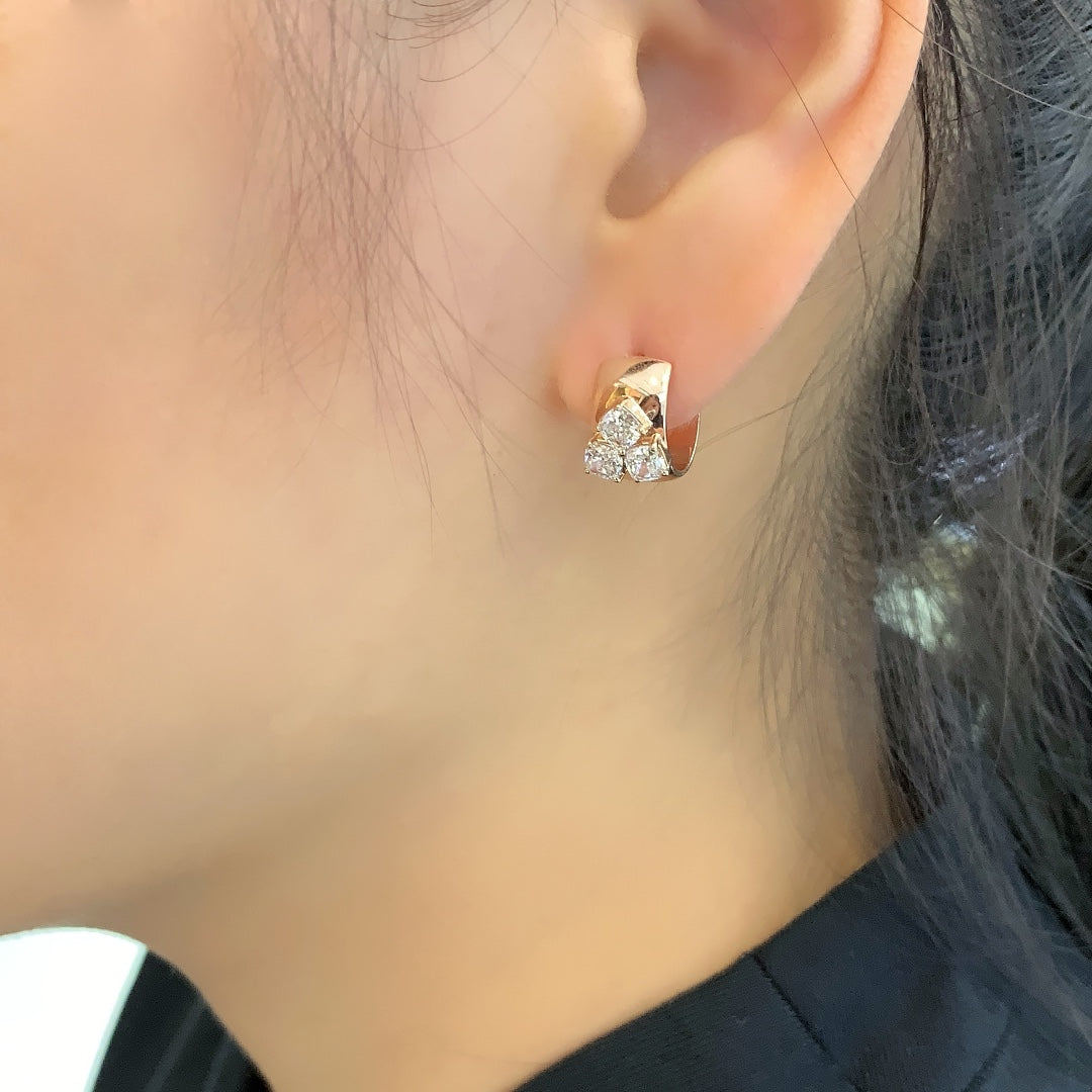 1.20tcw Lab Grown Diamond Cushion Three Stone Stud Earring, EF Color, VS Clarity