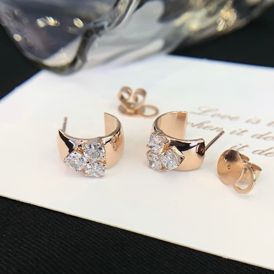 1.20tcw Lab Grown Diamond Cushion Three Stone Stud Earring, EF Color, VS Clarity