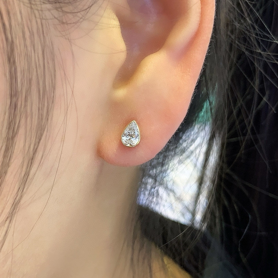 0.60tcw Lab Grown Diamond Pear Stud Earring, EF Color, VS Clarity