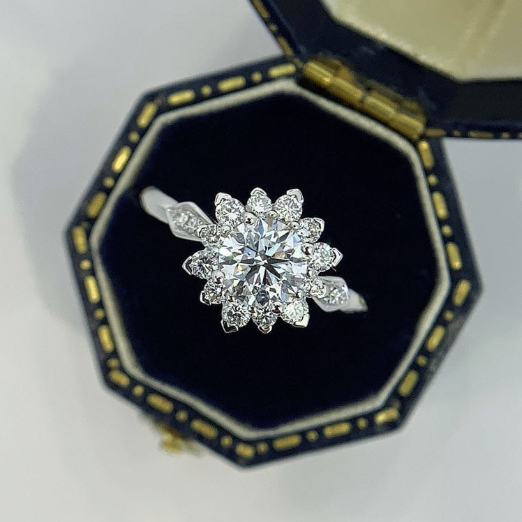 Round 1.60tcw Lab Diamond Cathedral Halo Engagement Ring | IGI Certified DEF VVS–VS