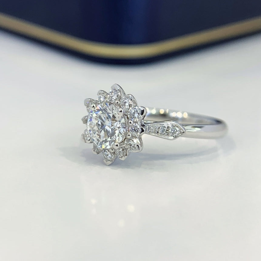 Round 1.60tcw Lab Diamond Cathedral Halo Engagement Ring | IGI Certified DEF VVS–VS