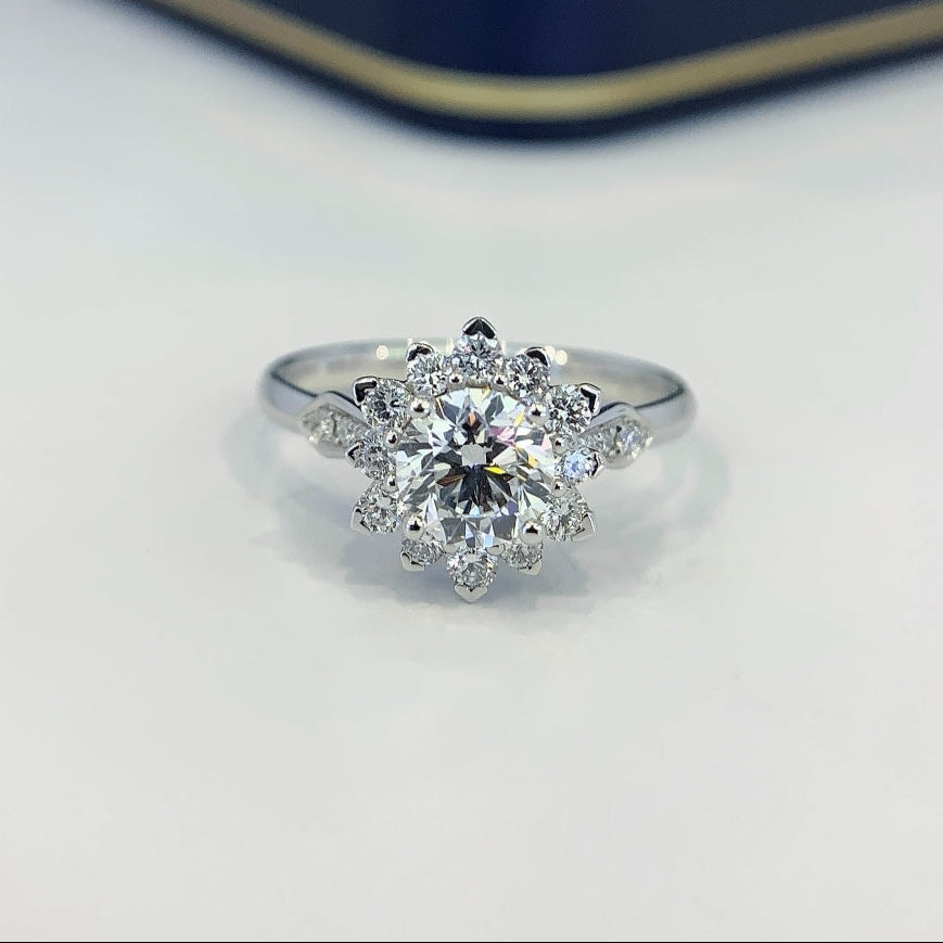 Round 1.60tcw Lab Diamond Cathedral Halo Engagement Ring | IGI Certified DEF VVS–VS